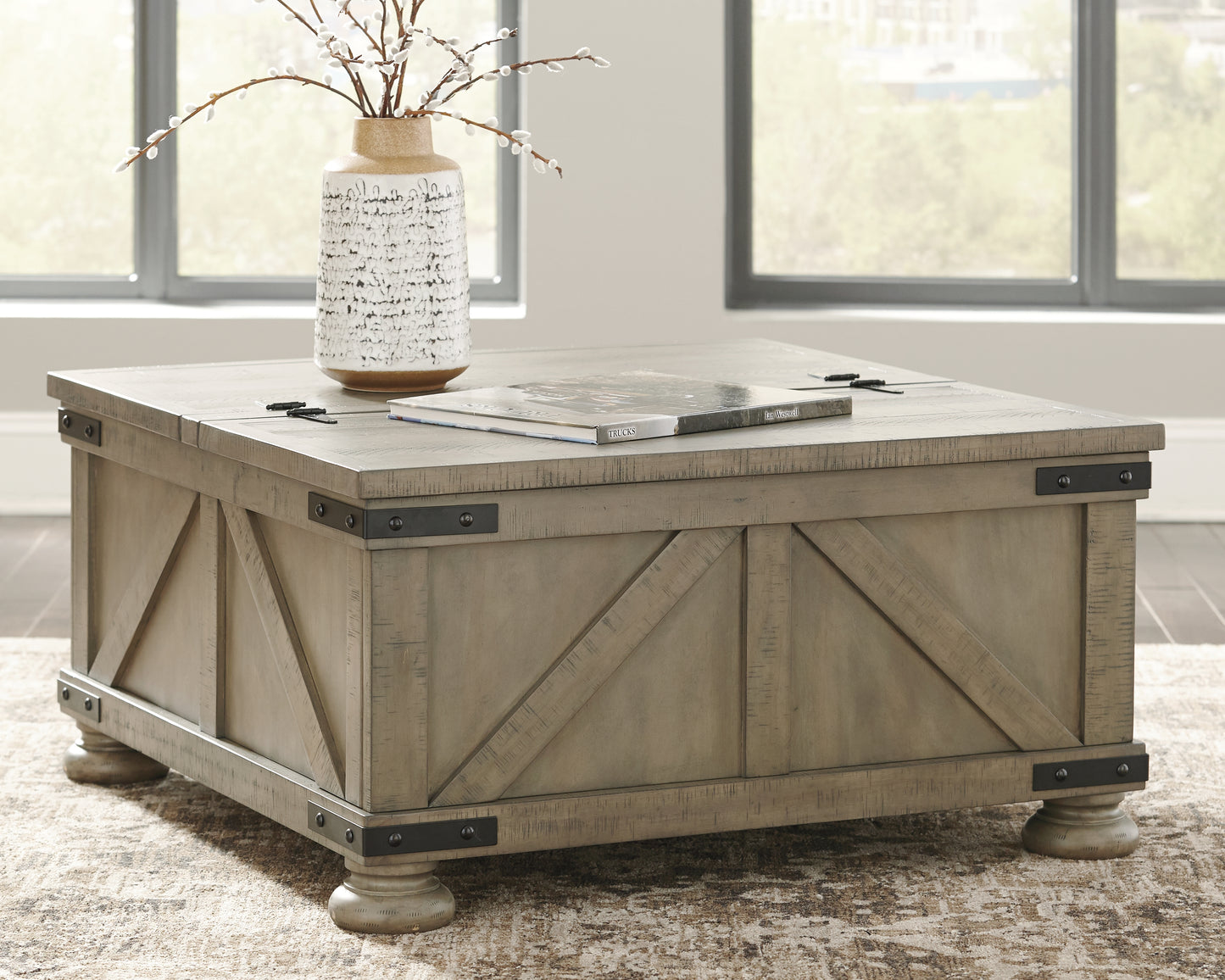 Cape Furniture Outlet - Ashley Furniture - Aldwin Coffee Table With Storage - Cocktail Table with Storage / Gray - T457-20