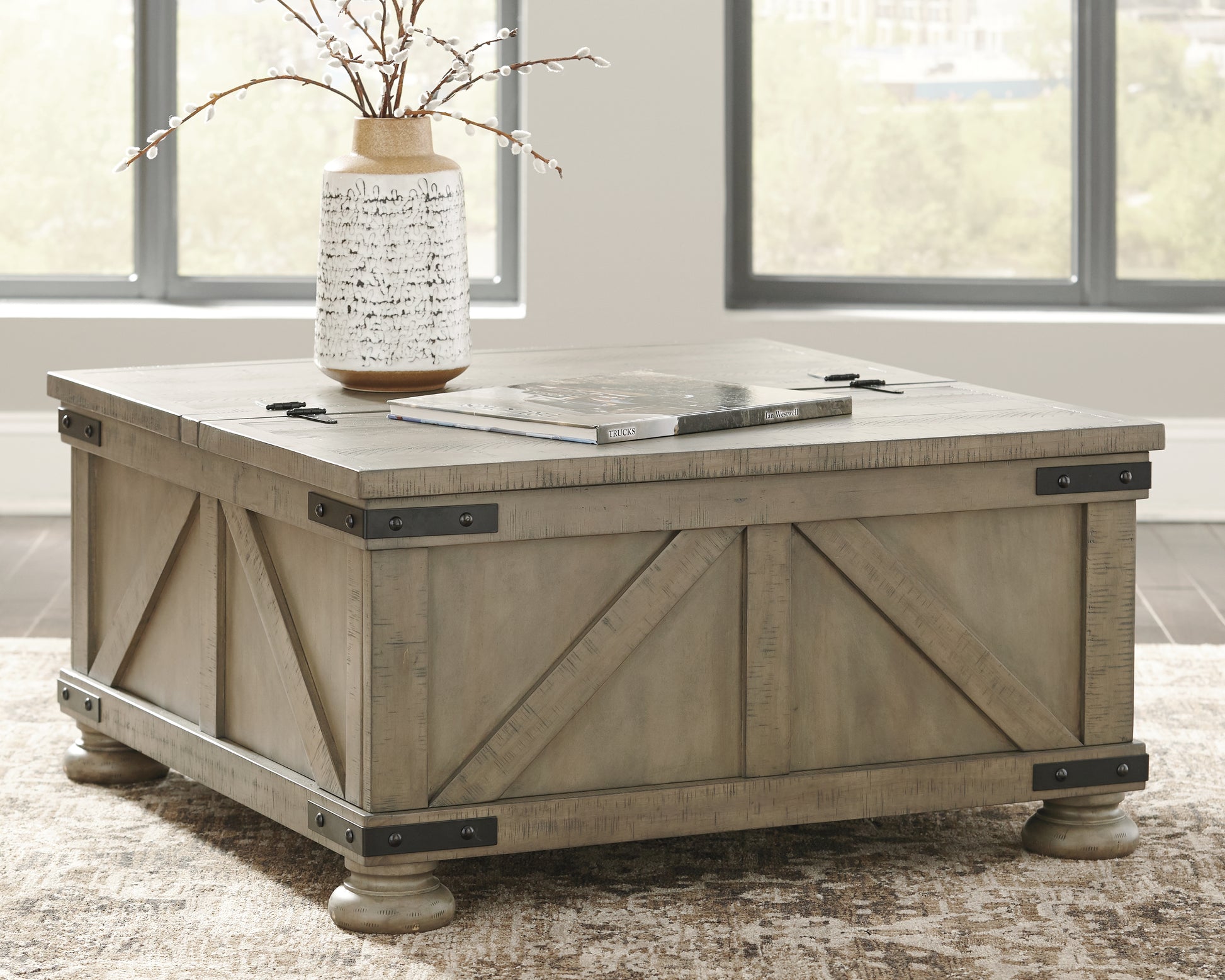 Cape Furniture Outlet - Ashley Furniture - Aldwin Coffee Table With Storage - Cocktail Table with Storage / Gray - T457-20