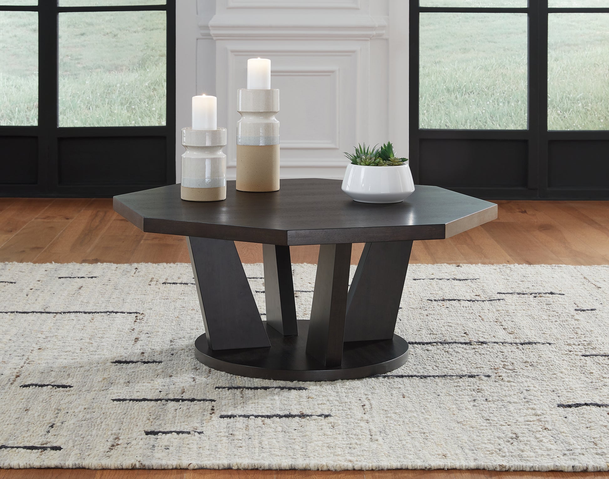 Cape Furniture Outlet - Ashley Furniture - Chasinfield Coffee Table - Octagon Cocktail Table / Dark Brown - T458-8