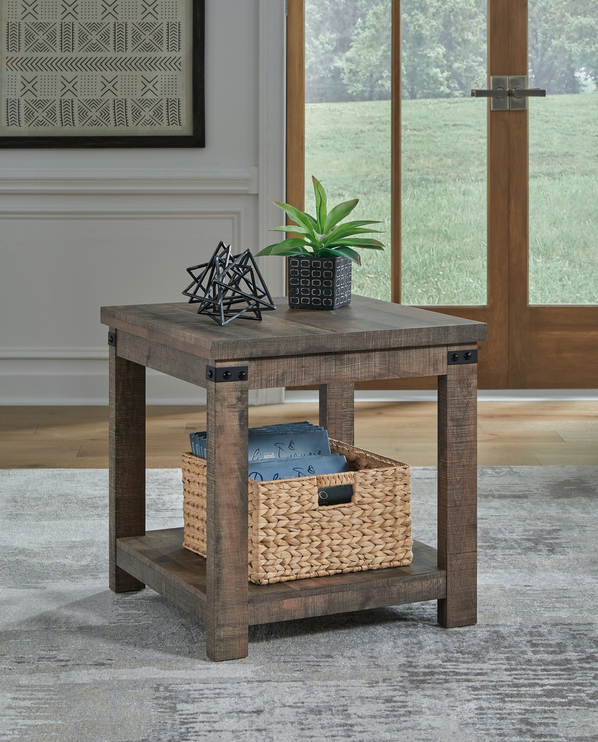 Cape Furniture Outlet - Ashley Furniture - Hollum End Table - Square End Table / Rustic Brown - T466-2