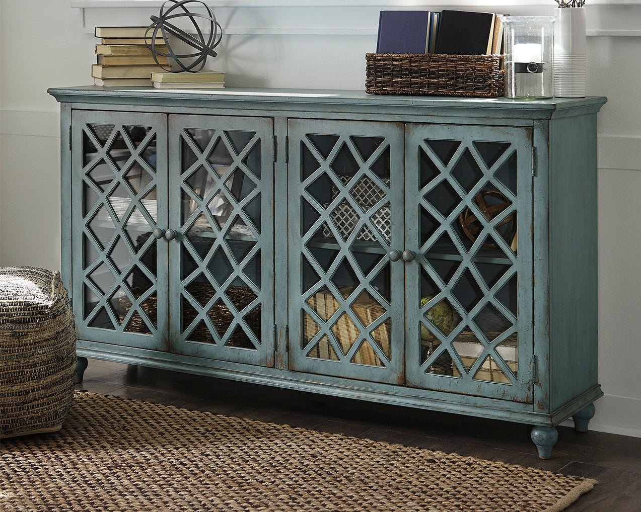 Cape Furniture Outlet - Ashley Furniture - Mirimyn Accent Cabinet - Accent Cabinet / Antique Teal - T505-762