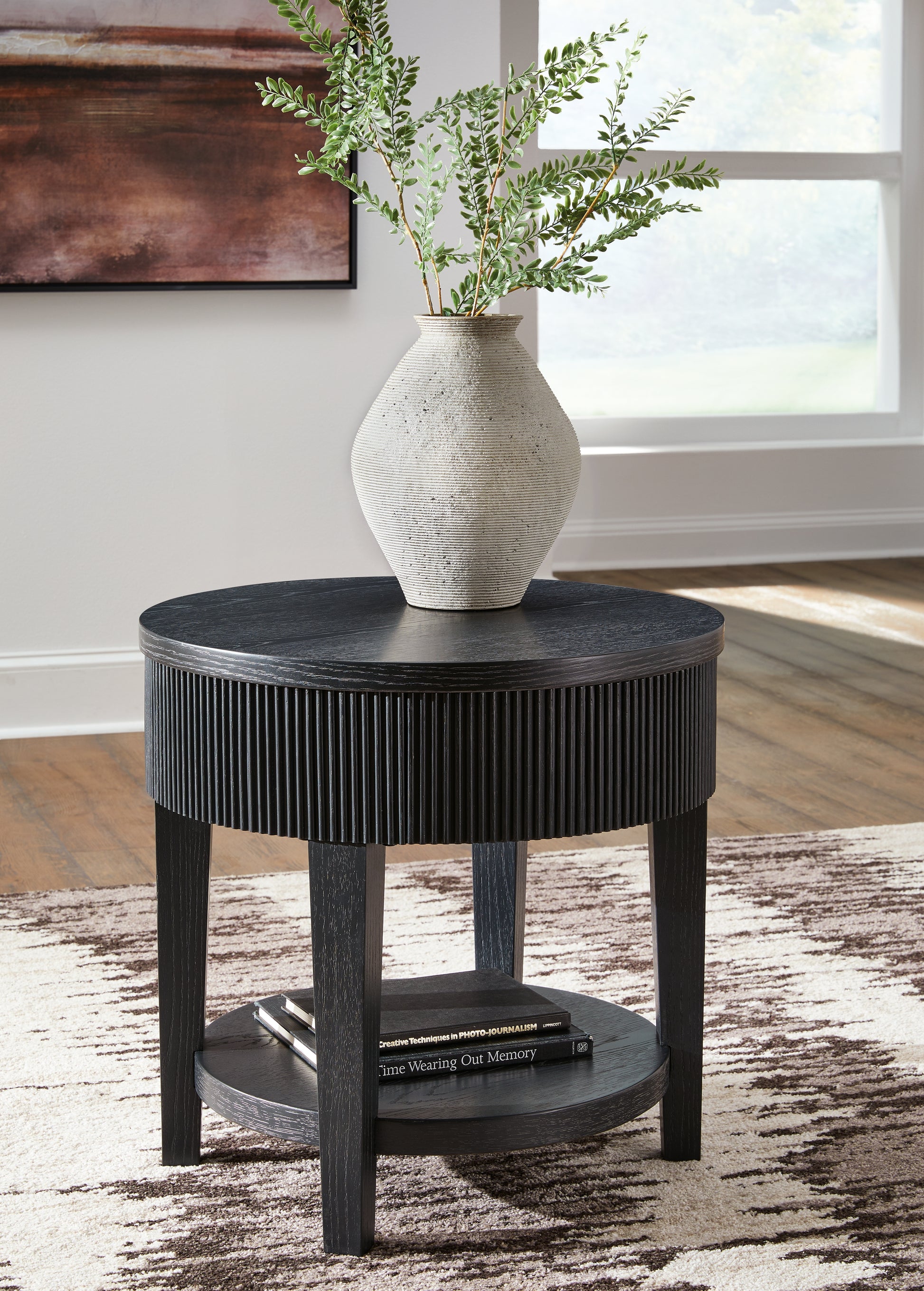 Cape Furniture Outlet - Ashley Furniture - Marstream End Table - Round End Table / Black - T551-6