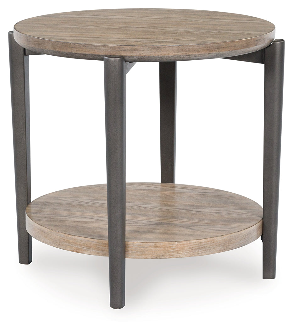 Cape Furniture Outlet - Ashley Furniture - Dyonton End Table - Round End Table / Light Grayish Brown - T574-6