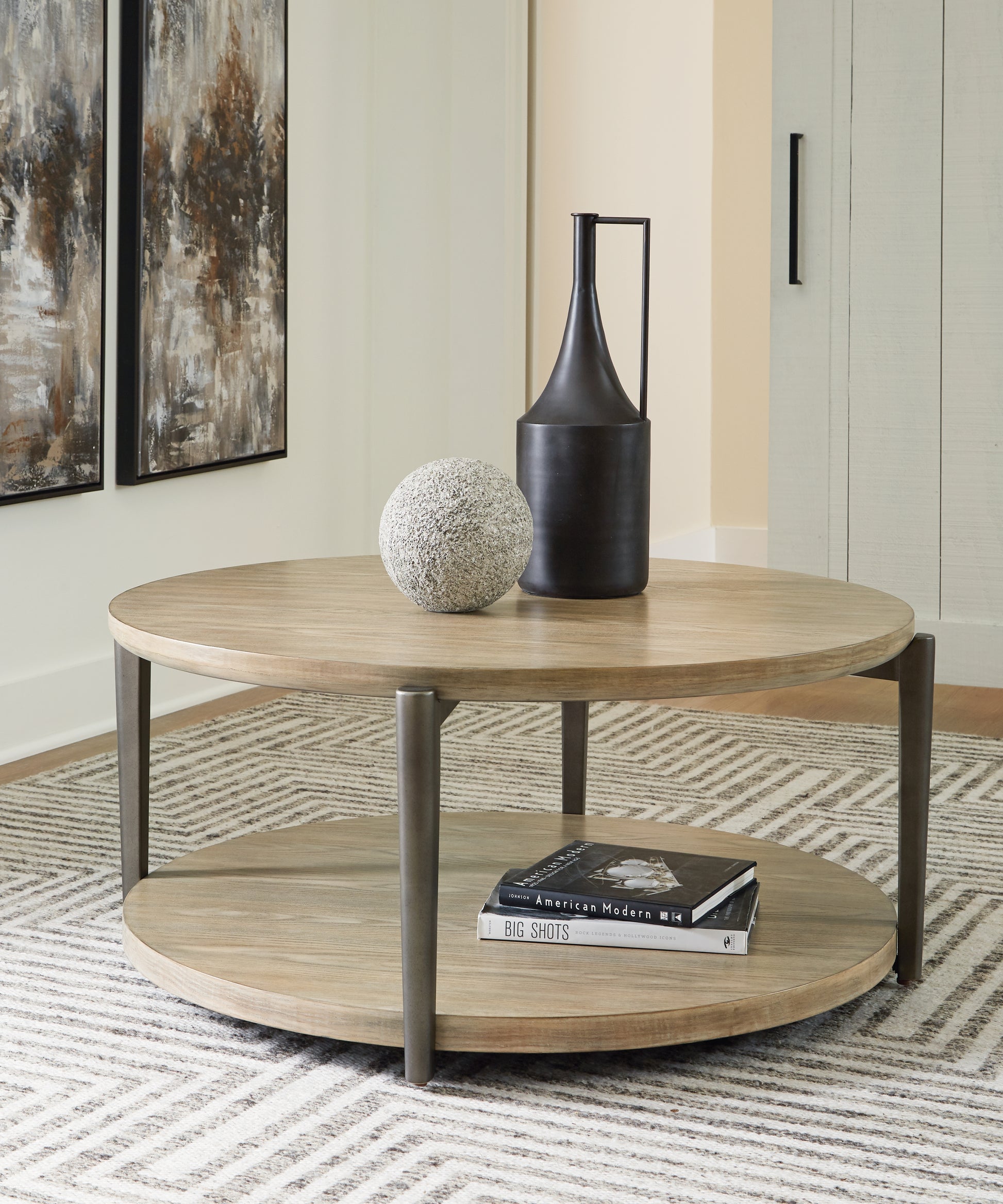 Cape Furniture Outlet - Ashley Furniture - Dyonton Coffee Table - Round Cocktail Table / Light Grayish Brown - T574-8
