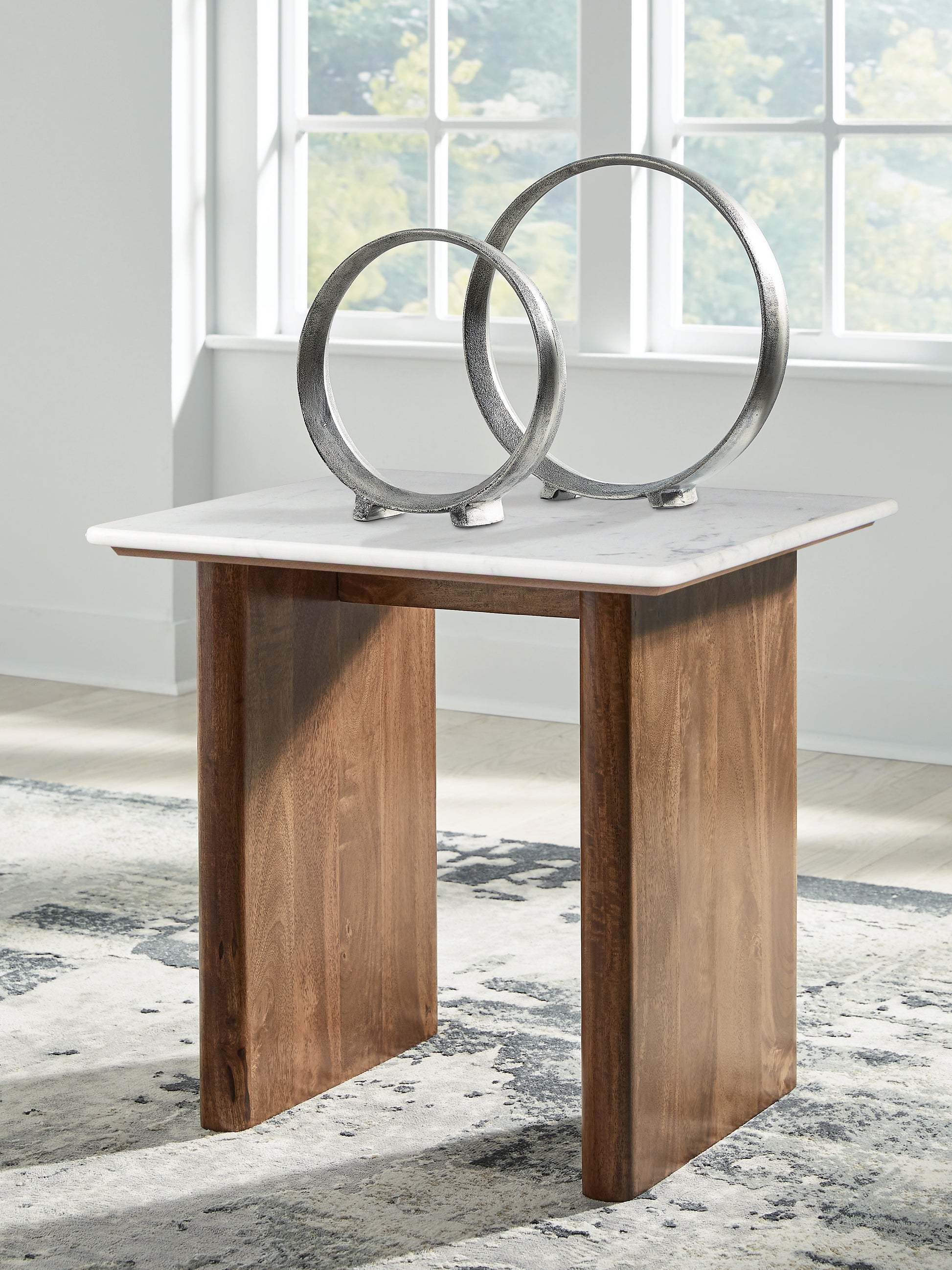 Cape Furniture Outlet - Ashley Furniture - Isanti End Table - Square End Table / Light Brown/White - T662-3