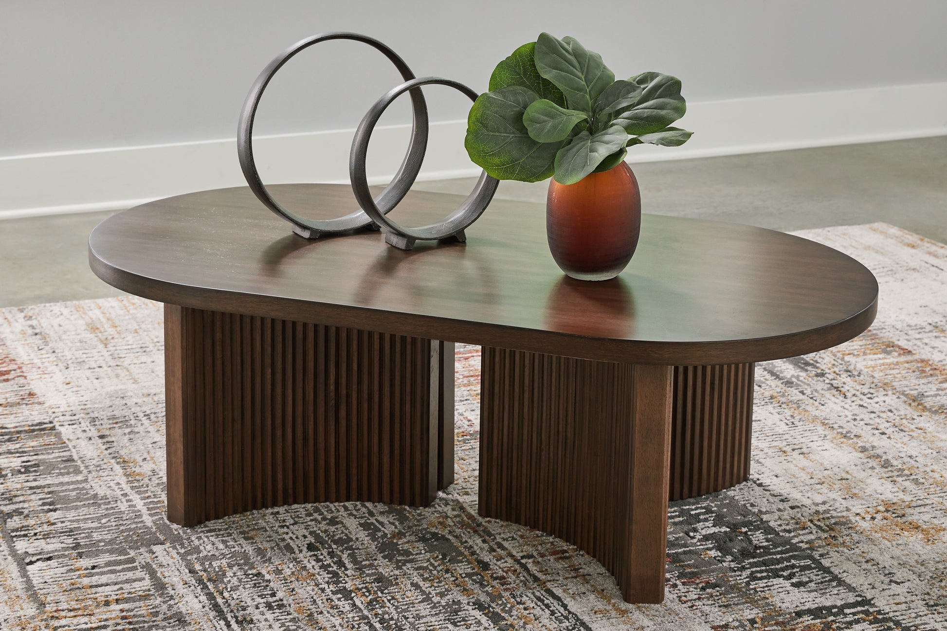 Cape Furniture Outlet - Ashley Furniture - Korestone Coffee Table - Rectangular Cocktail Table / Dark Brown - T438-1