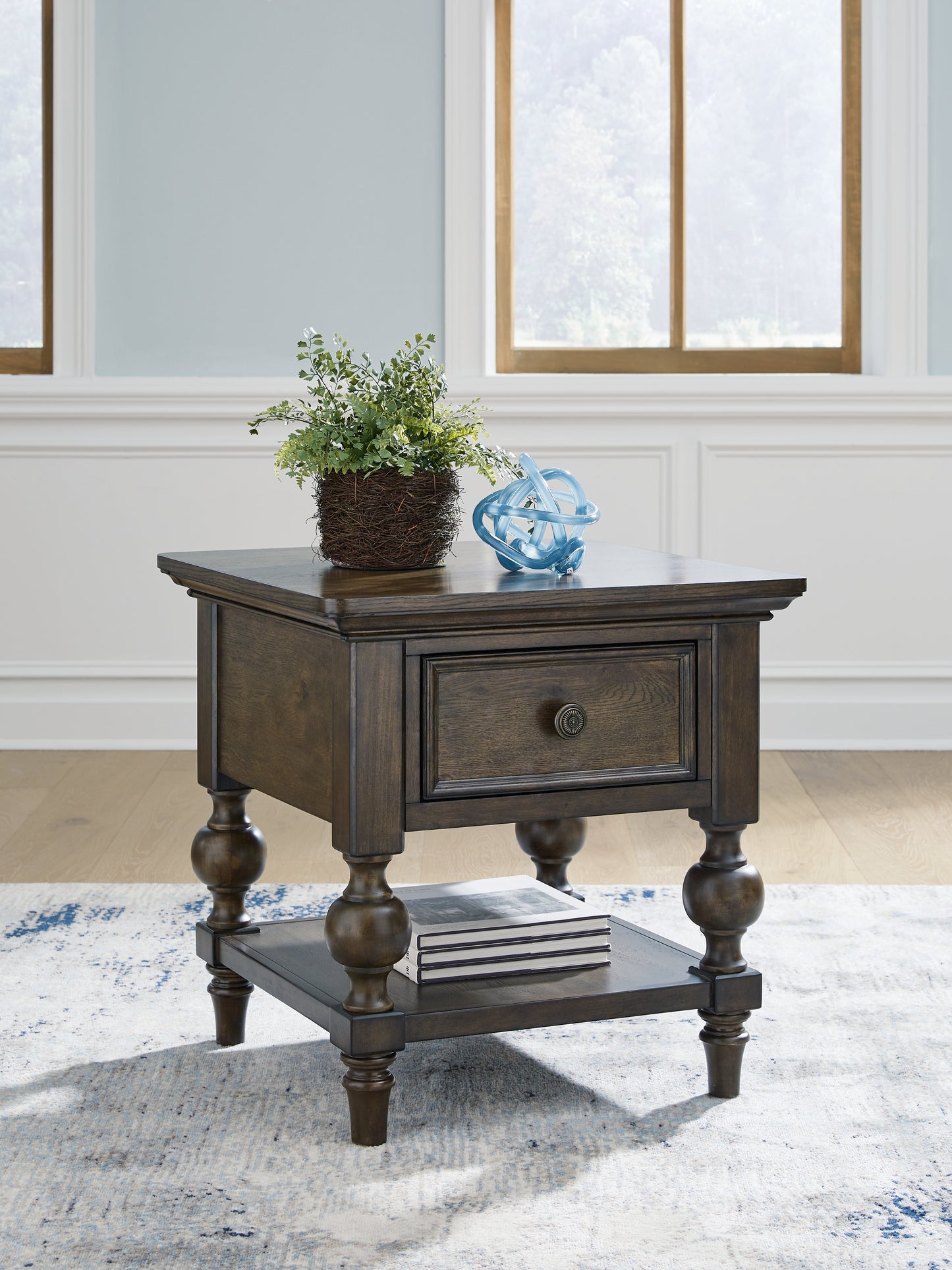 Cape Furniture Outlet - Ashley Furniture - Veramond End Table - Square End Table / Dark Brown - T694-2
