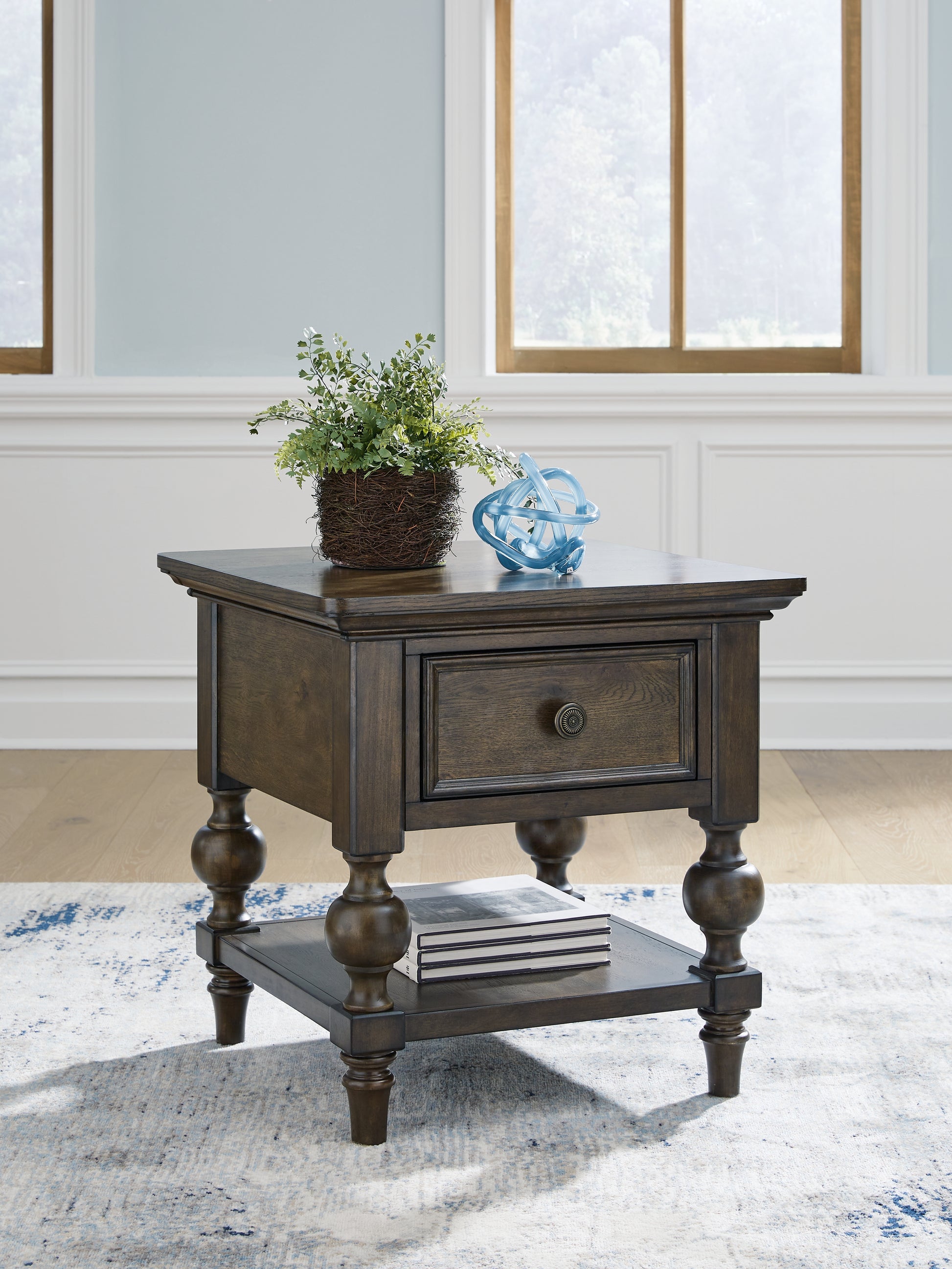 Cape Furniture Outlet - Ashley Furniture - Veramond End Table - Square End Table / Dark Brown - T694-2