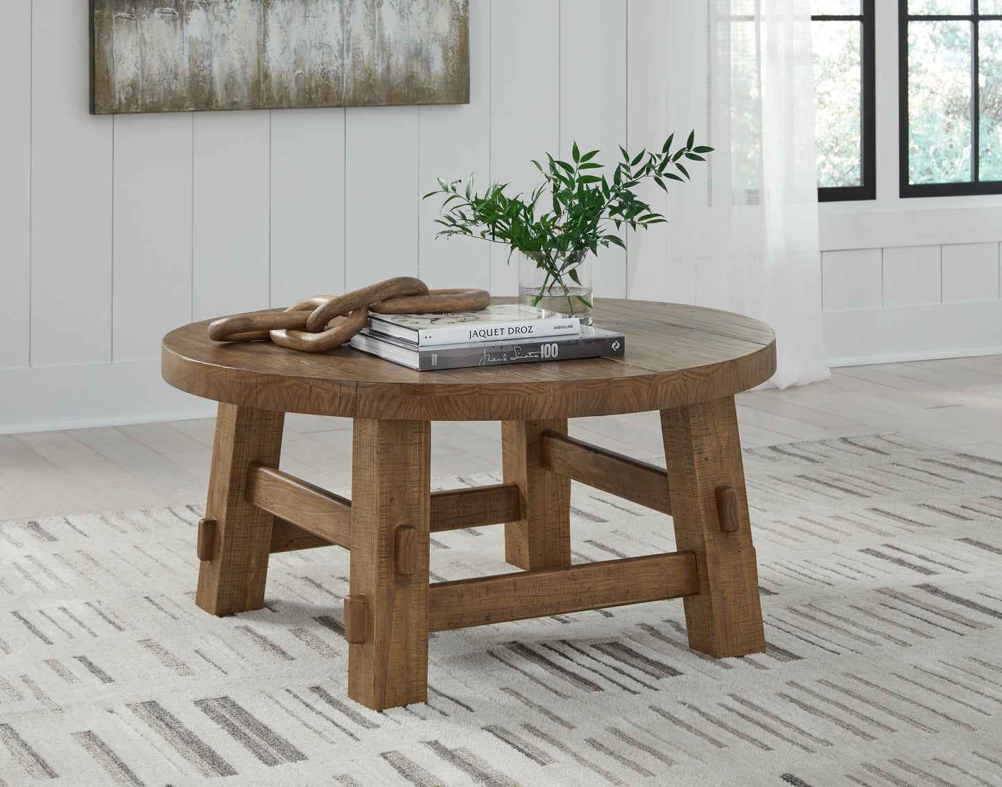 Cape Furniture Outlet - Ashley Furniture - Mackifeld Coffee Table - Round Cocktail Table / Warm Brown - T724-8