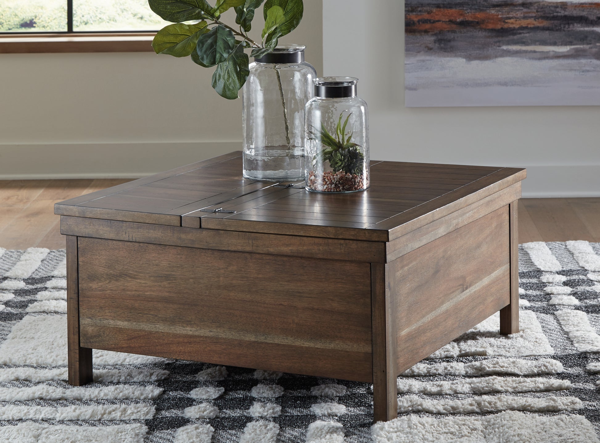 Cape Furniture Outlet - Ashley Furniture - Moriville Lift-Top Coffee Table - Lift Top Cocktail Table / Grayish Brown - T731-9