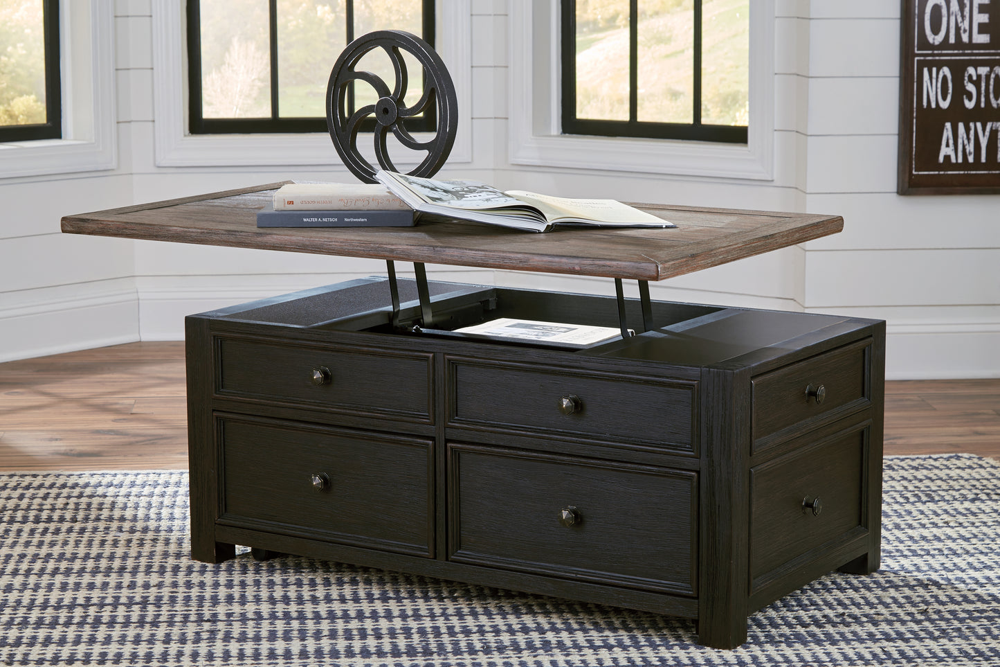 Cape Furniture Outlet - Ashley Furniture - Tyler Creek Coffee Table with Lift Top - Lift Top Cocktail Table / Grayish Brown/Black - T736-20