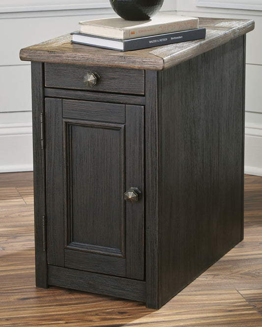 Cape Furniture Outlet - Ashley Furniture - Tyler Creek Chairside End Table with USB Ports & Outlets - Chair Side End Table / Grayish Brown/Black - T736-7
