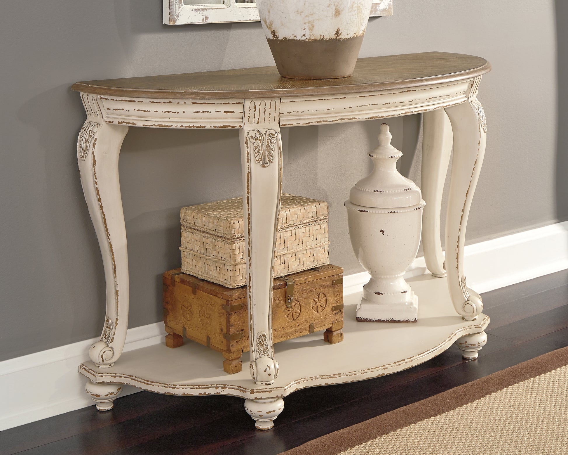 Cape Furniture Outlet - Ashley Furniture - Realyn Sofa Table - Sofa Table / White/Brown - T743-4