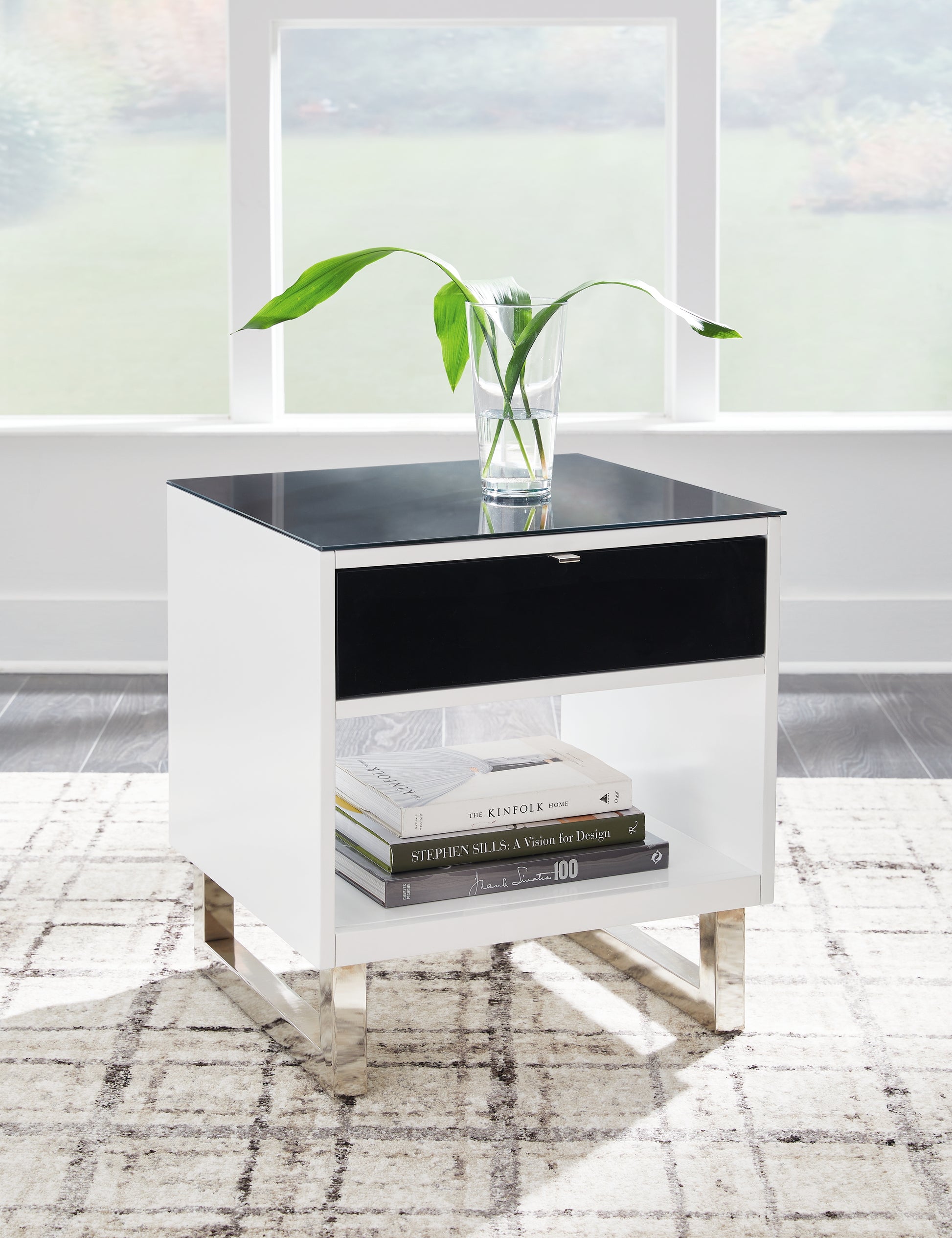 Cape Furniture Outlet - Ashley Furniture - Gardoni End Table - Rectangular End Table / White/Black - T756-3