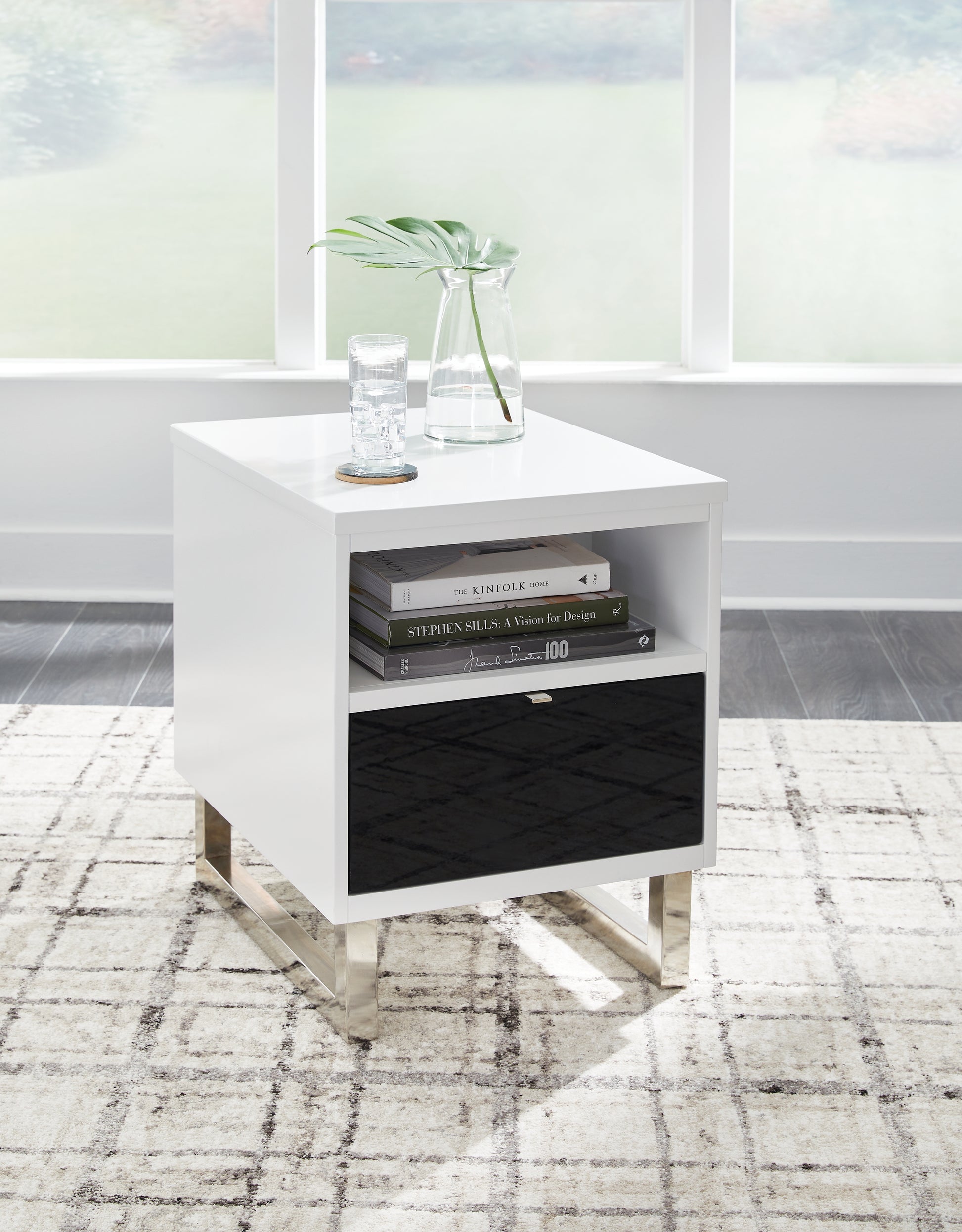 Cape Furniture Outlet - Ashley Furniture - Gardoni Chairside End Table - Chair Side End Table / White/Black - T756-7