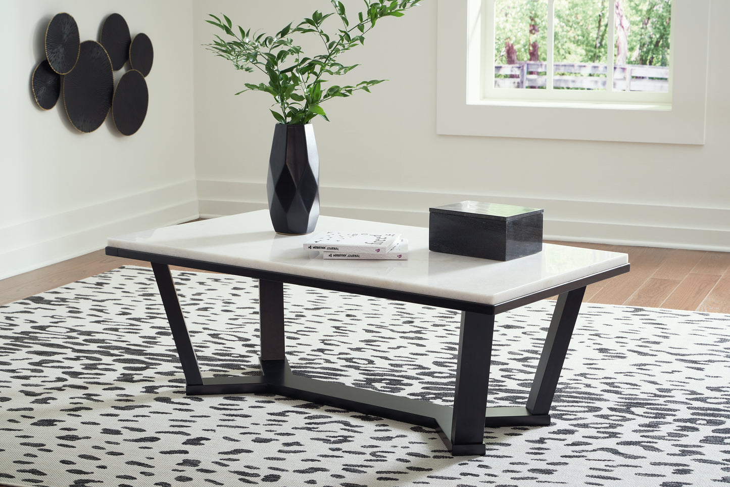 Cape Furniture Outlet - Ashley Furniture - Fostead Coffee Table - Rectangular Cocktail Table / White/Espresso - T770-1