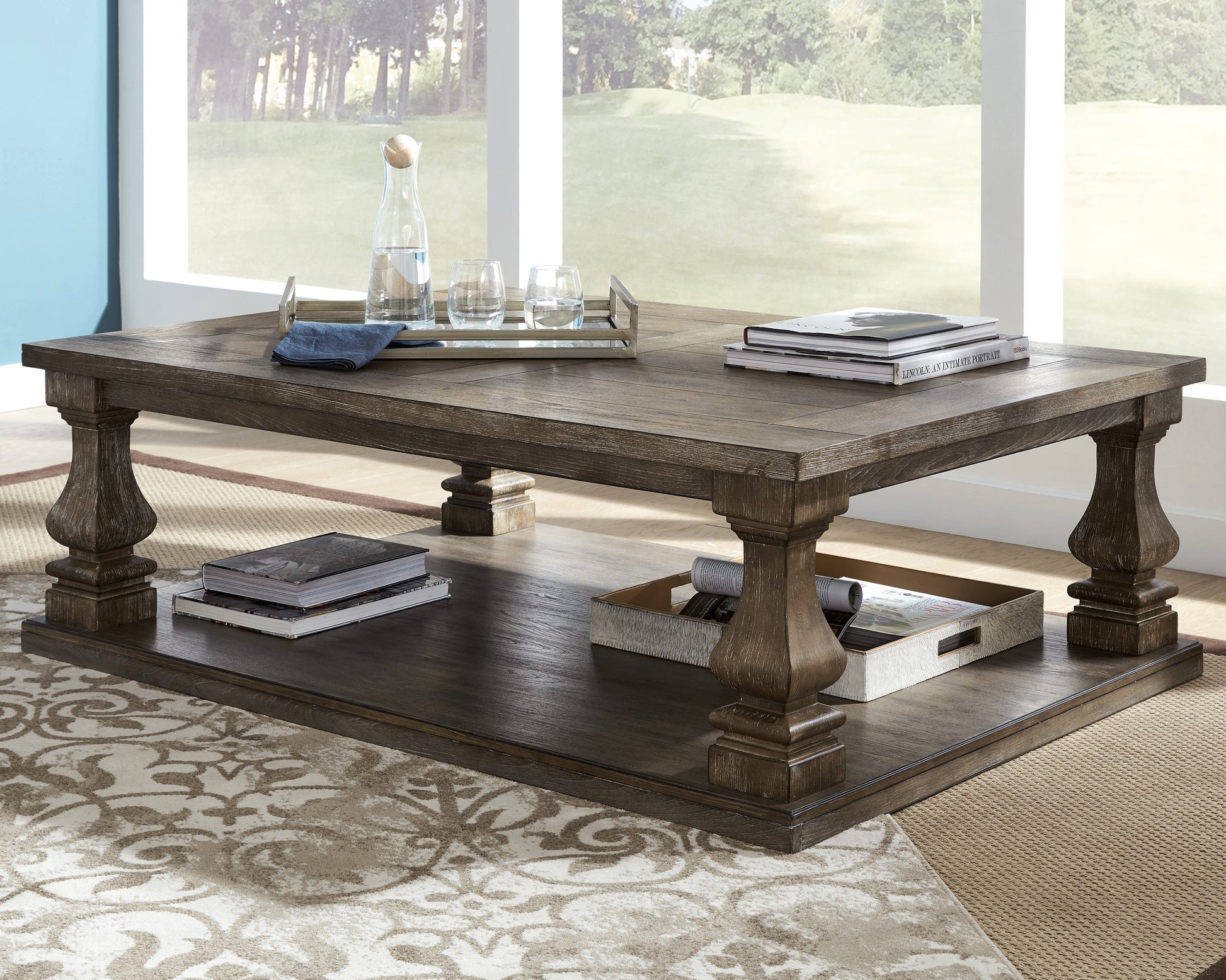 Cape Furniture Outlet - Ashley Furniture - Johnelle Coffee Table - Rectangular Cocktail Table / Gray - T776-1