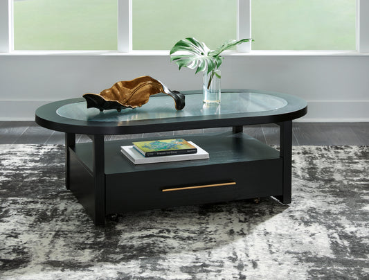 Cape Furniture Outlet - Ashley Furniture - Winbardi Coffee Table - Oval Cocktail Table / Black - T786-0