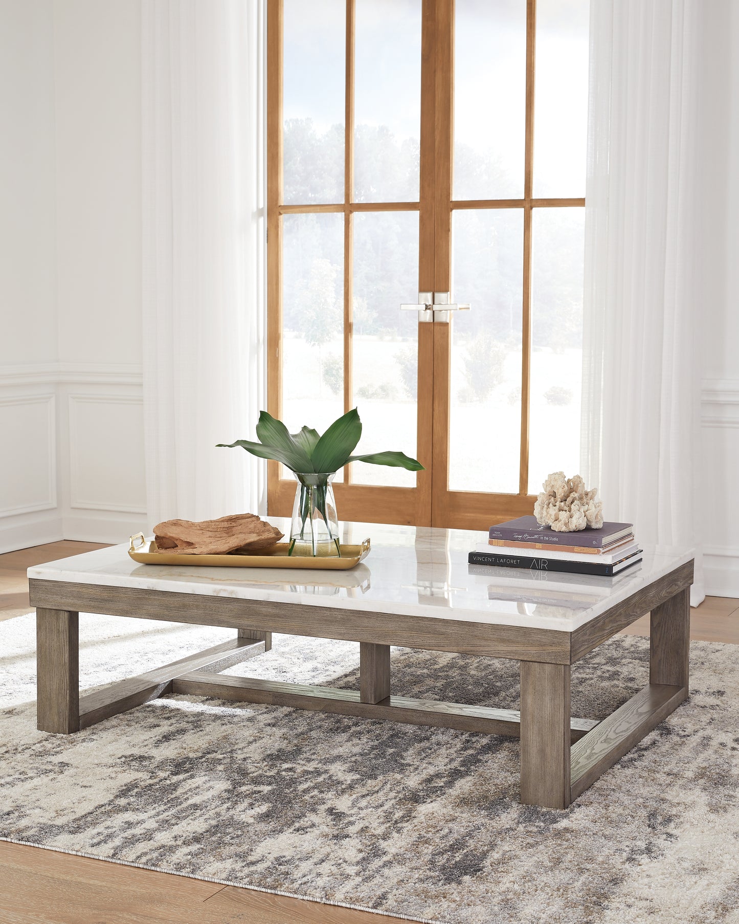 Cape Furniture Outlet - Ashley Furniture - Loyaska Coffee Table - Rectangular Cocktail Table / Brown/Ivory - T789-1