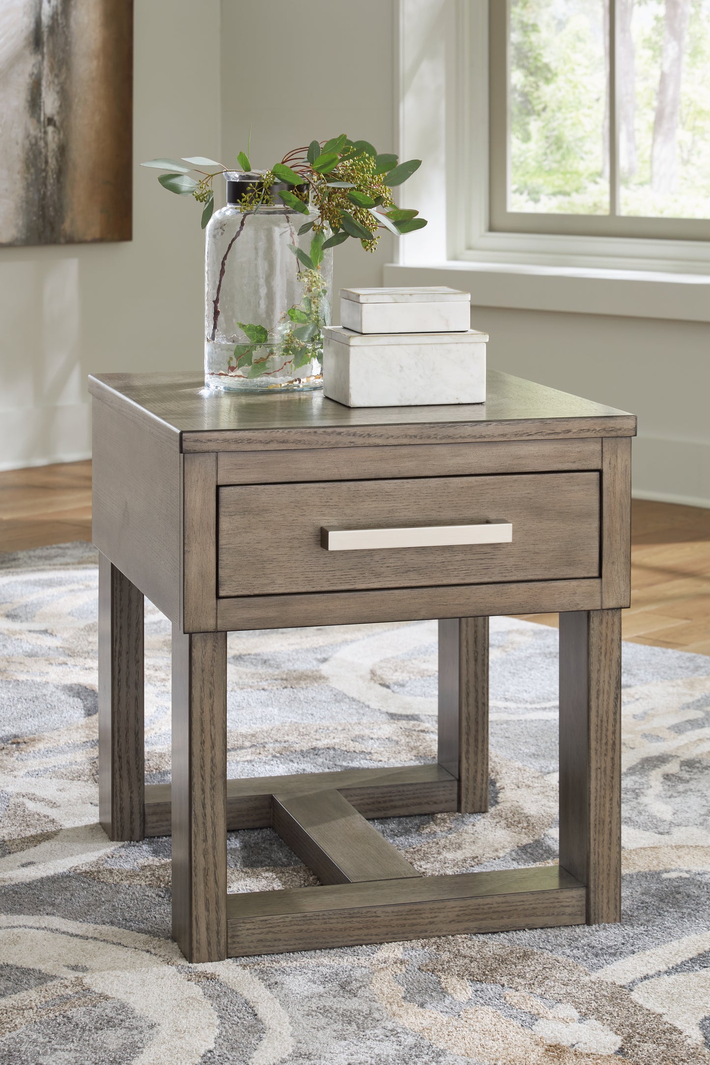 Cape Furniture Outlet - Ashley Furniture - Loyaska End Table - Rectangular End Table / Grayish Brown/White - T854-3