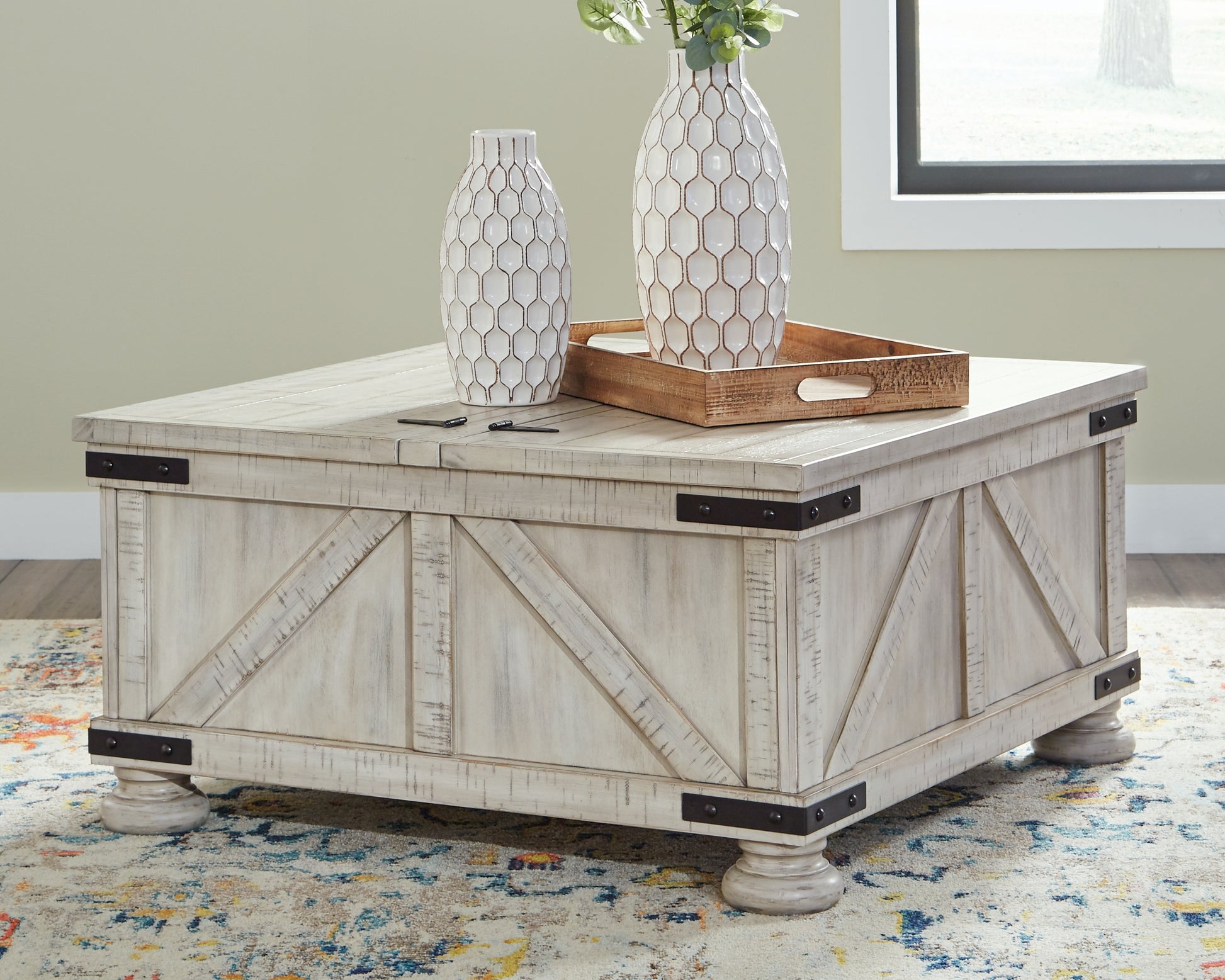 Cape Furniture Outlet - Ashley Furniture - Carynhurst Coffee Table - Cocktail Table with Storage / Whitewash - T929-20