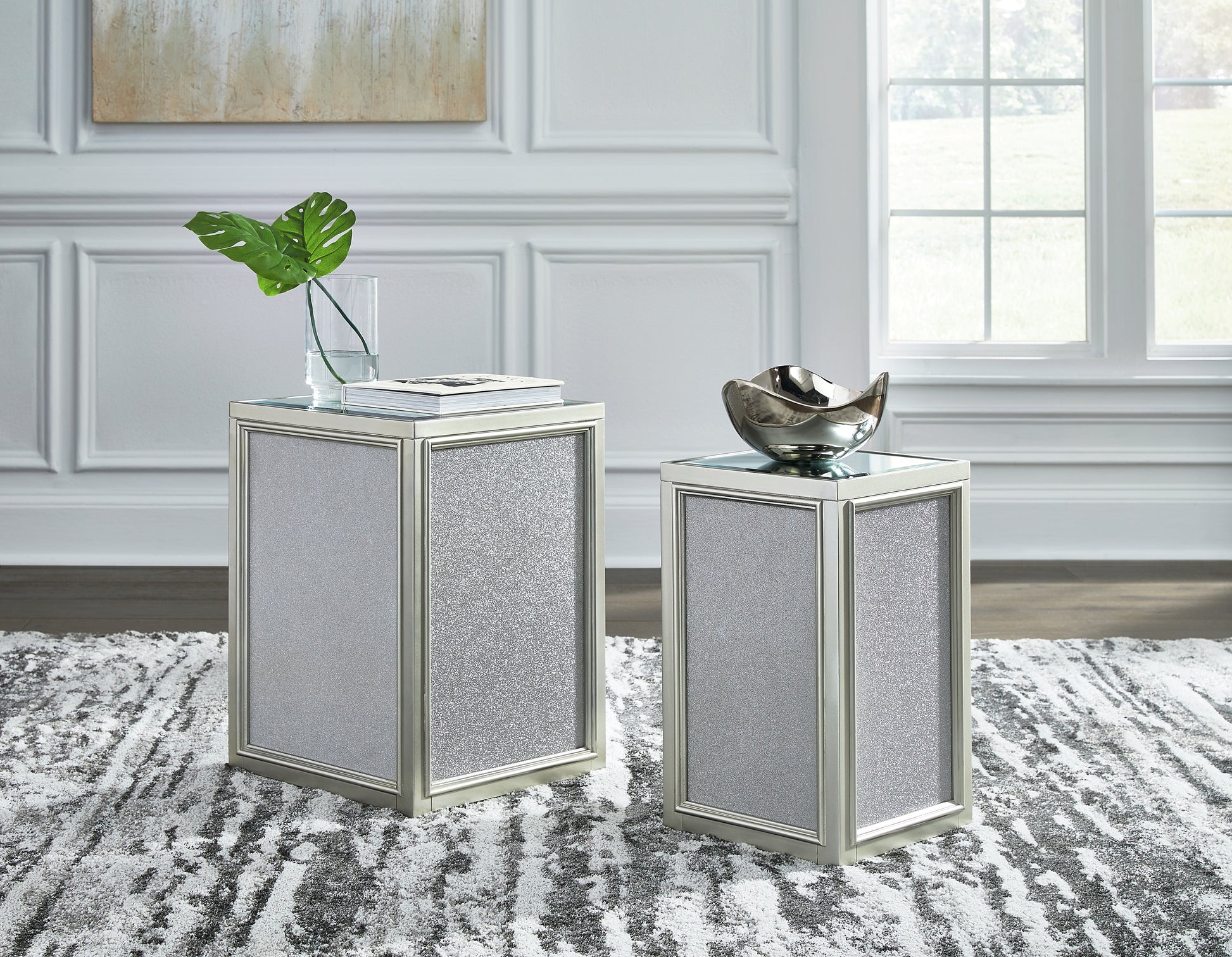 Cape Furniture Outlet - Ashley Furniture - Traleena Nesting End Table (Set of 2) - Nesting End Tables (Set of 2) / Silver Finish - T957-16
