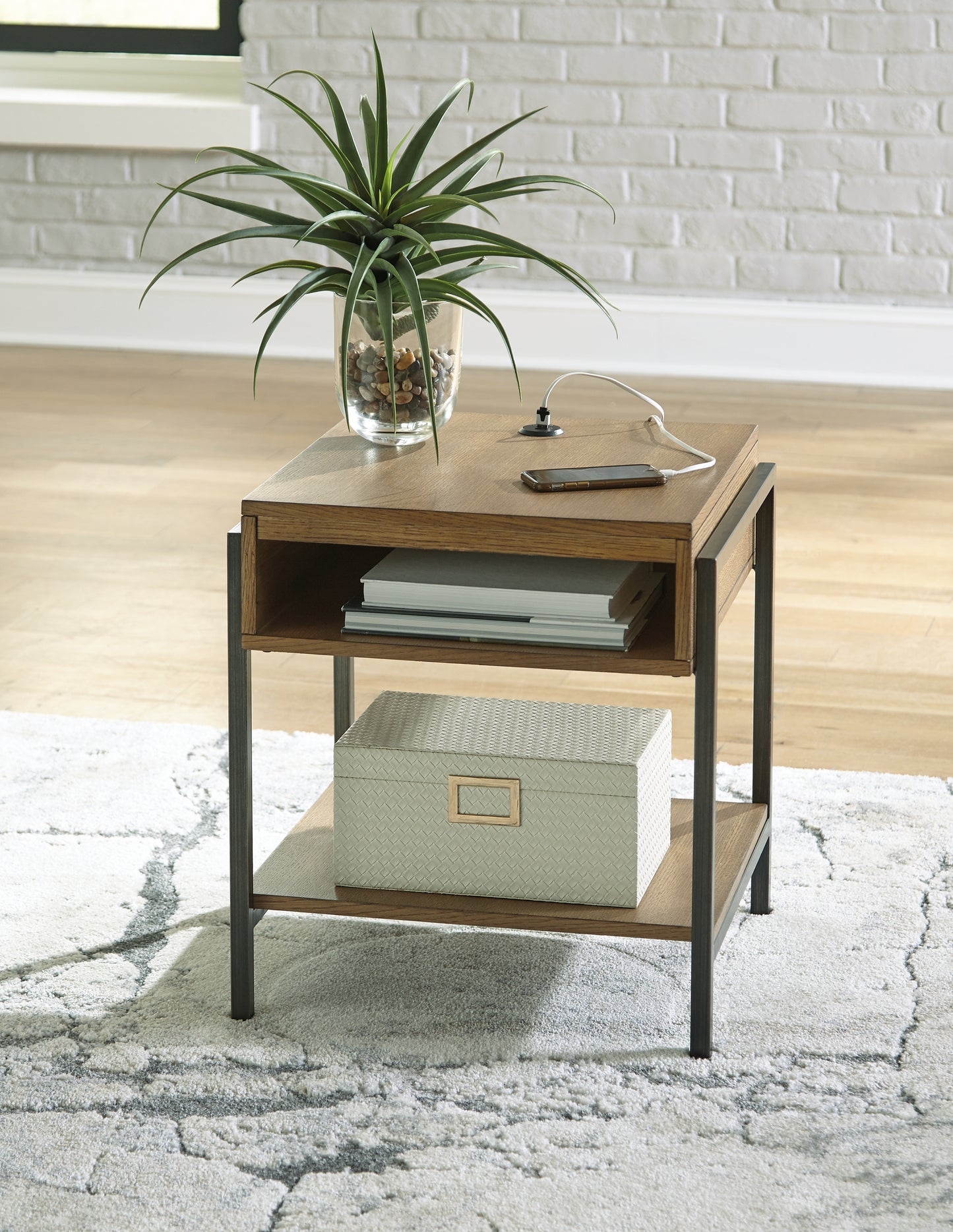 Cape Furniture Outlet - Ashley Furniture - Fridley End Table - Rectangular End Table / Brown/Black - T964-3