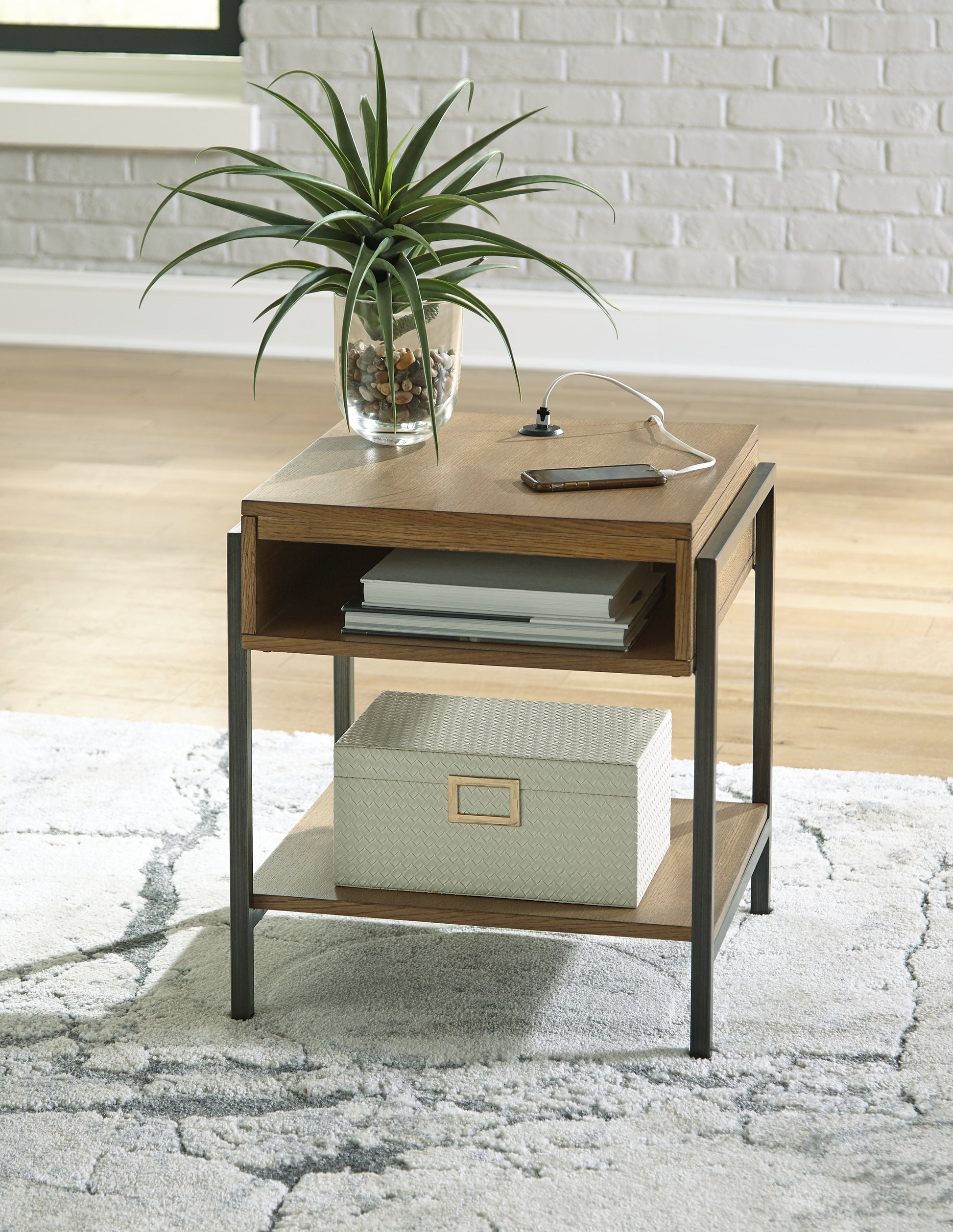 Cape Furniture Outlet - Ashley Furniture - Fridley End Table - Rectangular End Table / Brown/Black - T964-3