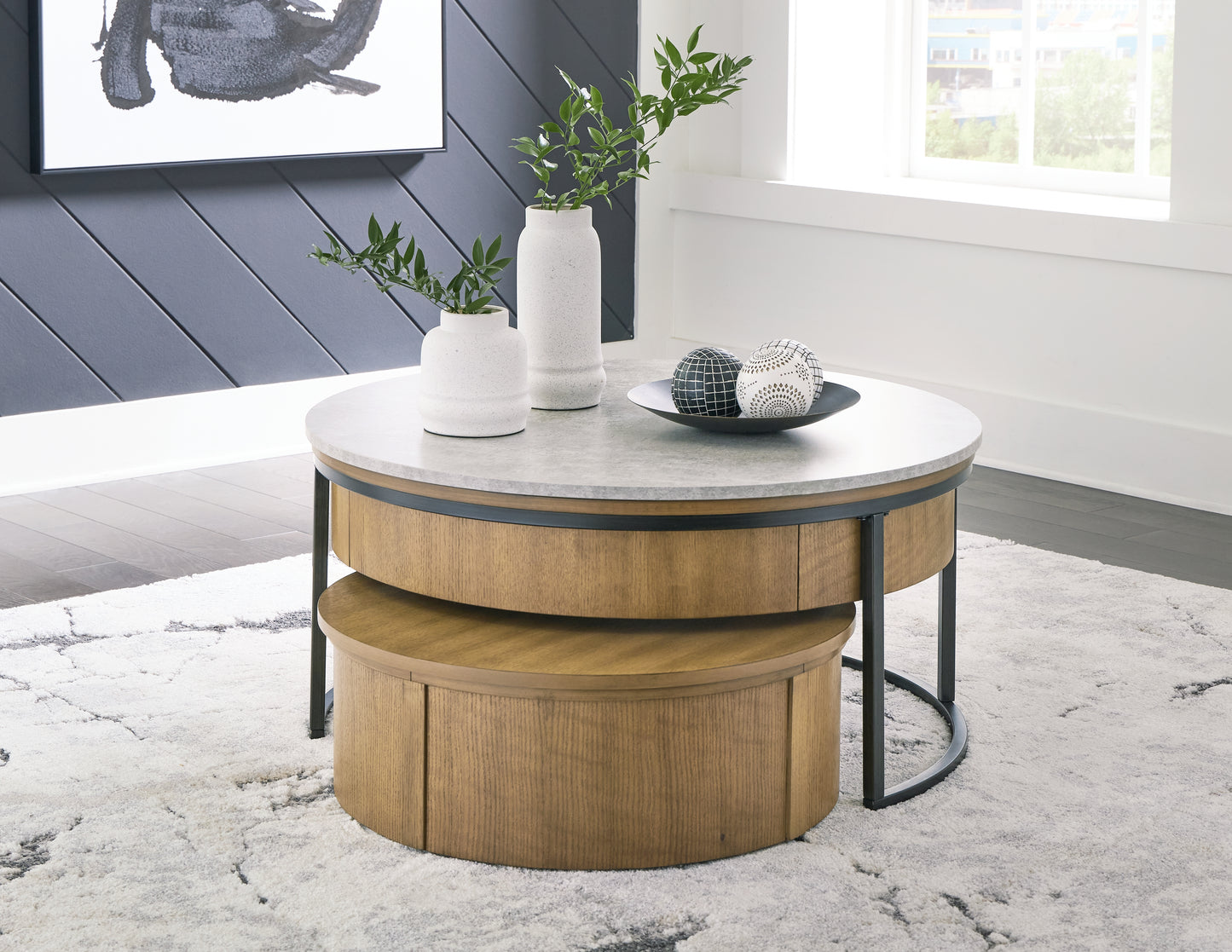 Cape Furniture Outlet - Ashley Furniture - Fridley Nesting Coffee Table (Set of 2) - Nesting Cocktail Tables (Set of 2) / Gray/Brown/Black - T964-8