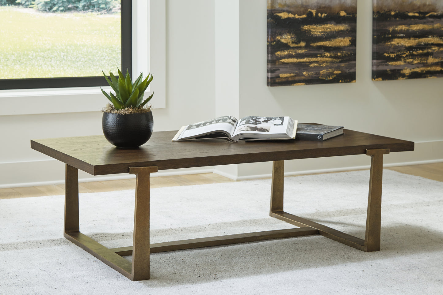 Cape Furniture Outlet - Ashley Furniture - Balintmore Coffee Table - Rectangular Cocktail Table / Brown/Gold Finish - T967-1
