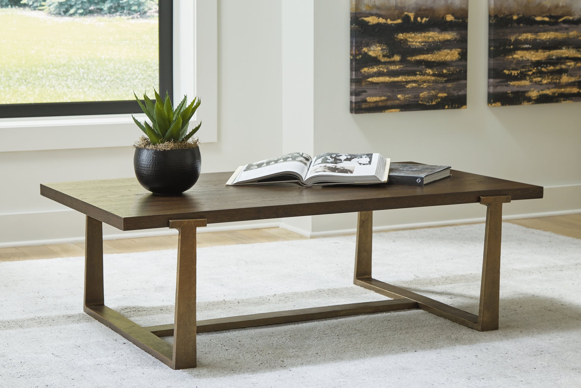 Cape Furniture Outlet - Ashley Furniture - Balintmore Coffee Table - Rectangular Cocktail Table / Brown/Gold Finish - T967-1