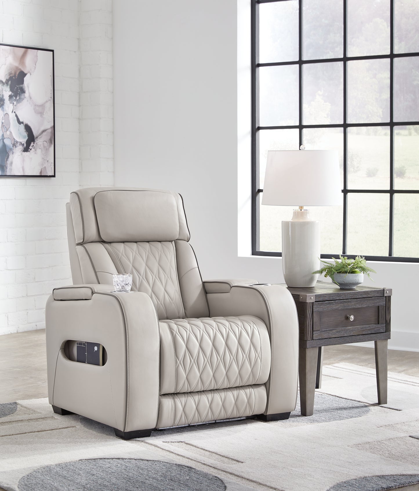 Cape Furniture Outlet - Ashley Furniture - Boyington Living Room - PWR Recliner/ADJ Headrest / Gray - U2710513