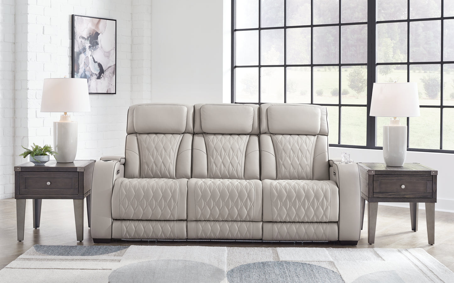 Cape Furniture Outlet - Ashley Furniture - Boyington Living Room - PWR REC Sofa with ADJ Headrest / Gray - U2710515