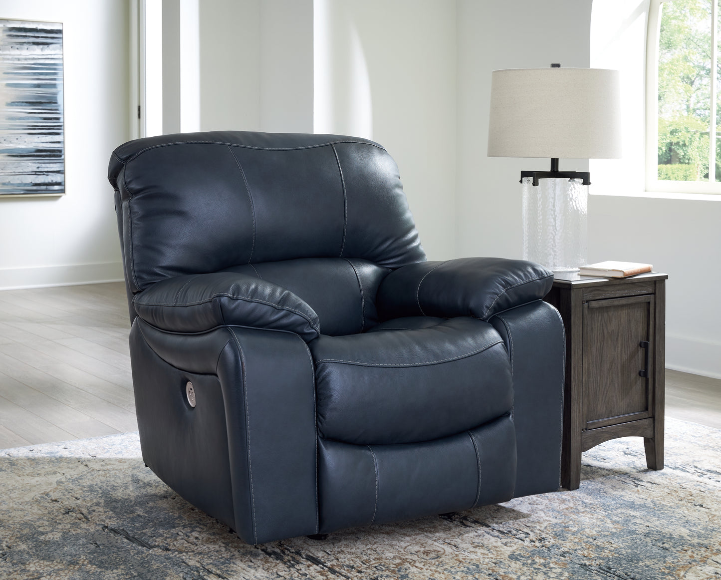 Cape Furniture Outlet - Ashley Furniture - Leesworth Living Room - Power Rocker Recliner / Ocean - U4380998