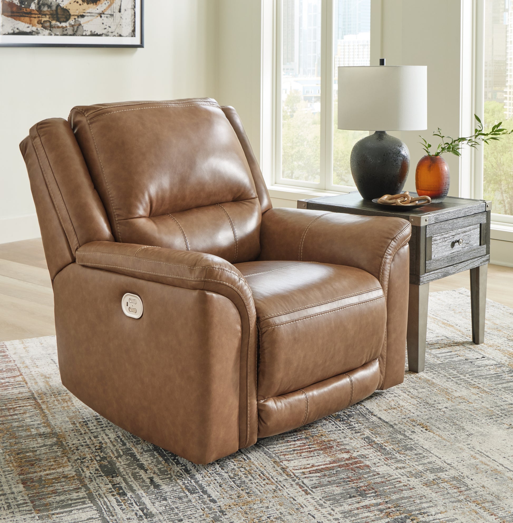Cape Furniture Outlet - Ashley Furniture - Trasimeno Living Room - PWR Recliner/ADJ Headrest / Caramel - U8281513