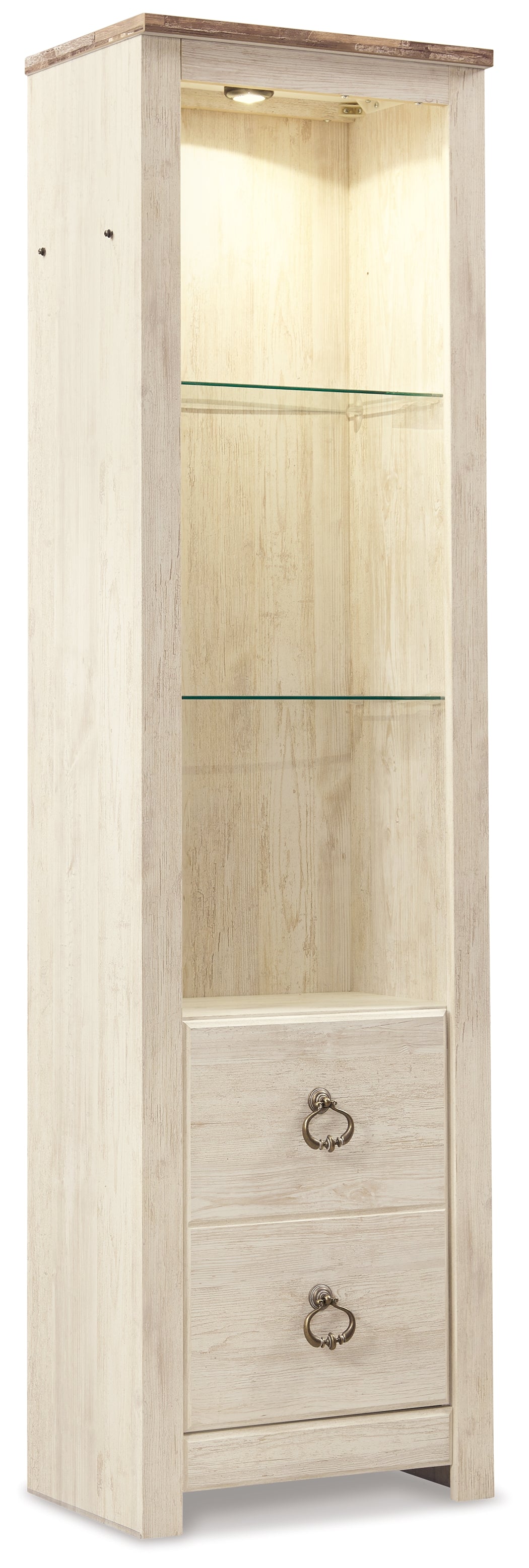 Cape Furniture Outlet - Ashley Furniture - Willowton Entertainment Center - 4-Piece Entertainment Center / Whitewash - W267W3