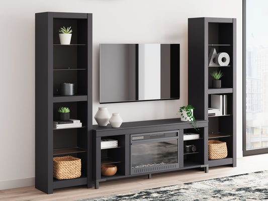 Cape Furniture Outlet - Ashley Furniture - Cayberry 3-Piece Entertainment Center with Electric Fireplace - 3-Piece Entertainment Center with Electric Fireplace / Black - W2721W2