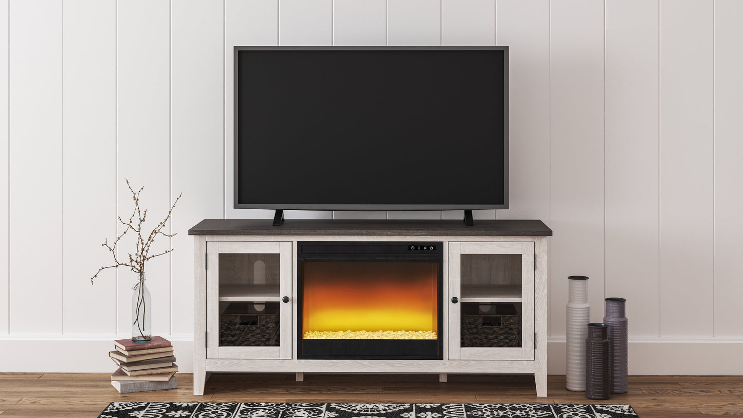 Cape Furniture Outlet - Ashley Furniture - Dorrinson 60" TV Stand with Electric Fireplace - 60" TV Stand with Electric Fireplace / Two-tone - W287W2