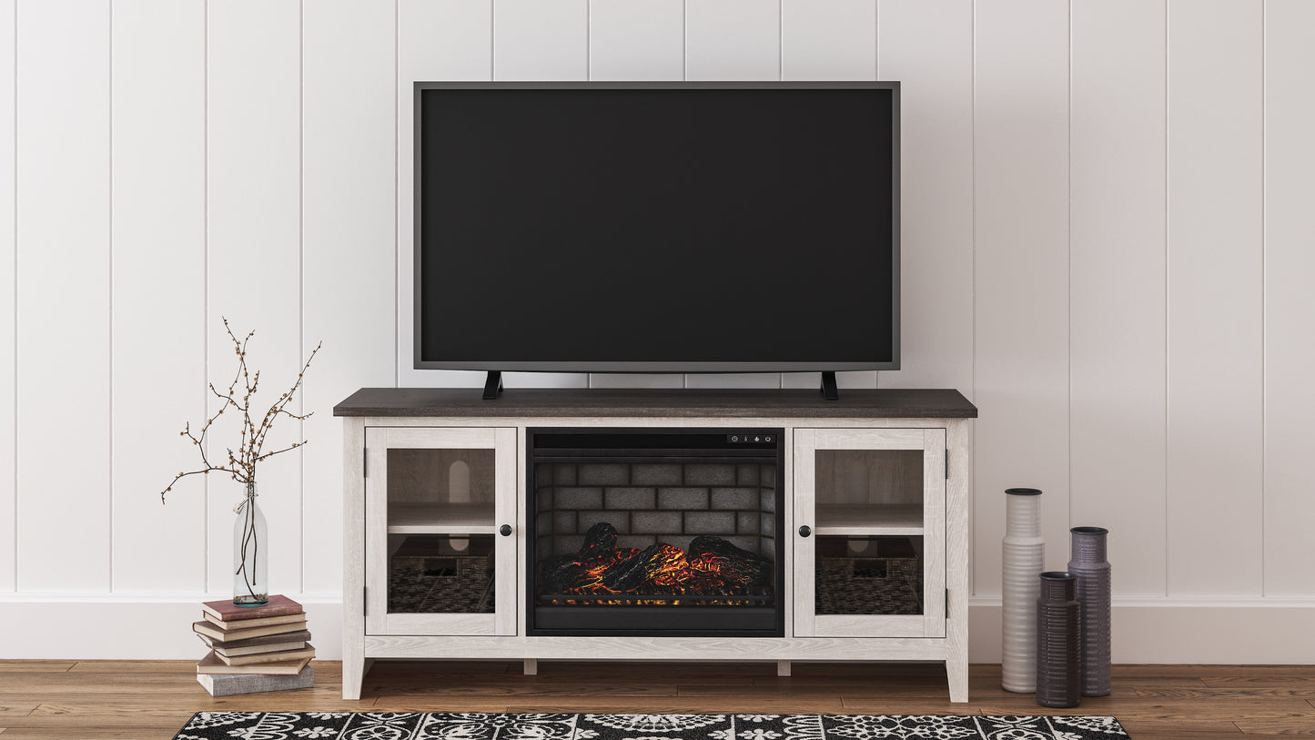 Cape Furniture Outlet - Ashley Furniture - Dorrinson 60" TV Stand with Electric Fireplace - 60" TV Stand with Electric Fireplace / Two-tone - W287W3