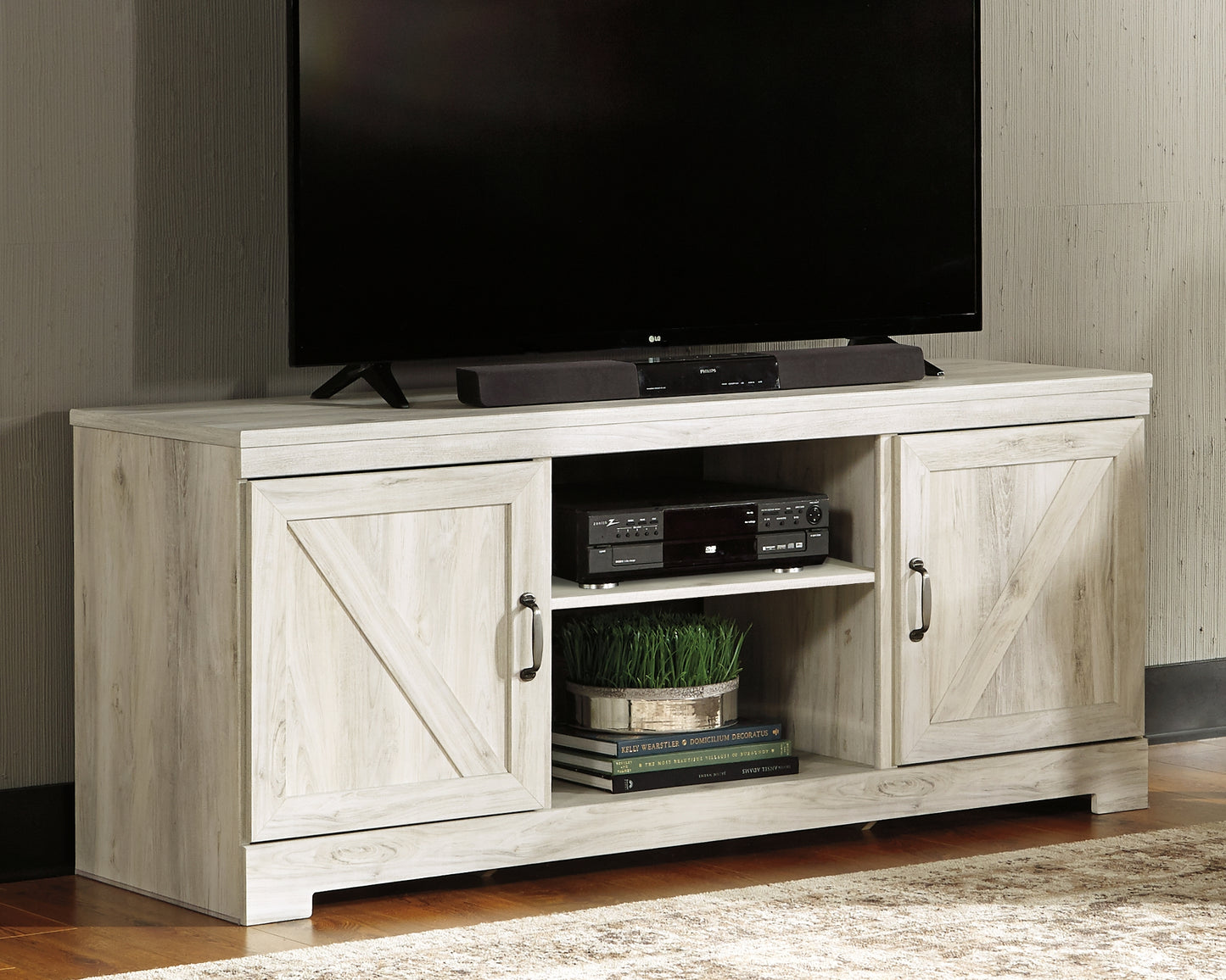 Cape Furniture Outlet - Ashley Furniture - Bellaby TV Stand - 63" / Whitewash - W331-68