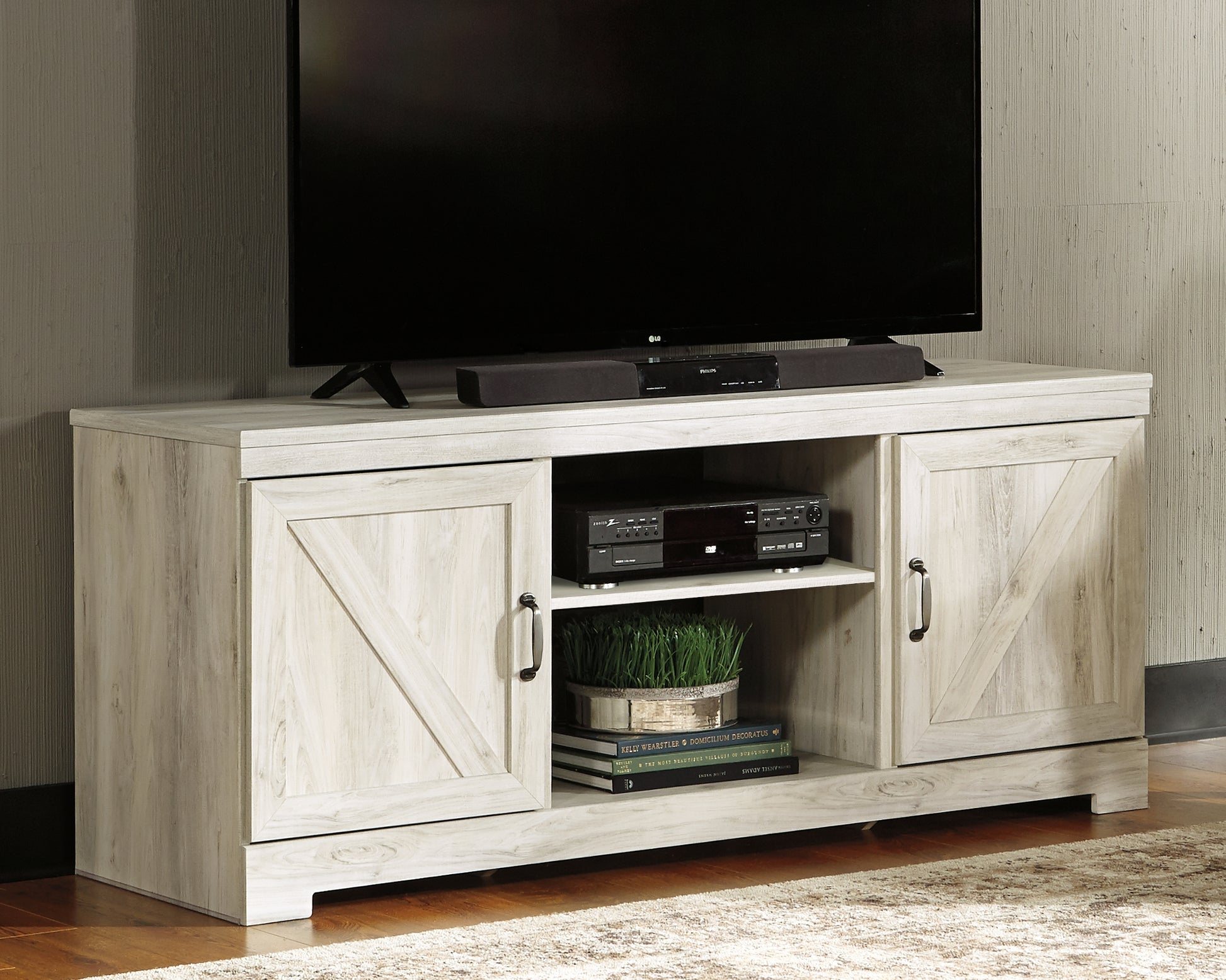 Cape Furniture Outlet - Ashley Furniture - Bellaby TV Stand - 63" / Whitewash - W331-68