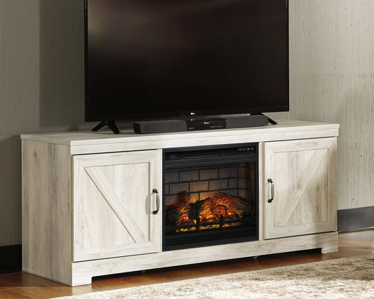 Cape Furniture Outlet - Ashley Furniture - Bellaby 63" TV Stand with Electric Fireplace - 63" TV Stand with Electric Fireplace / Whitewash - W331W9