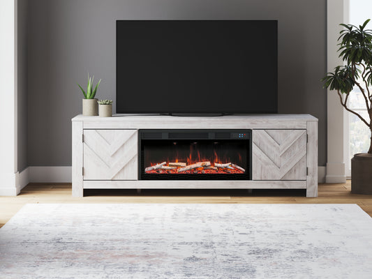 Cape Furniture Outlet - Ashley Furniture - Cayboni 71" TV Stand with Electric Fireplace - 71" TV Stand with Electric Fireplace / Whitewash - W3788W1