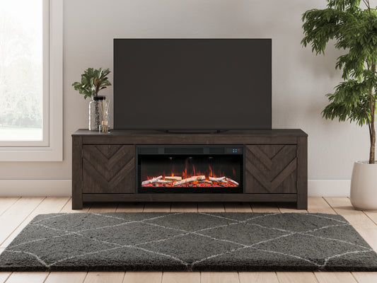 Cape Furniture Outlet - Ashley Furniture - Cayboni 71" TV Stand with Electric Fireplace - 71" TV Stand with Electric Fireplace / Black - W3789W1