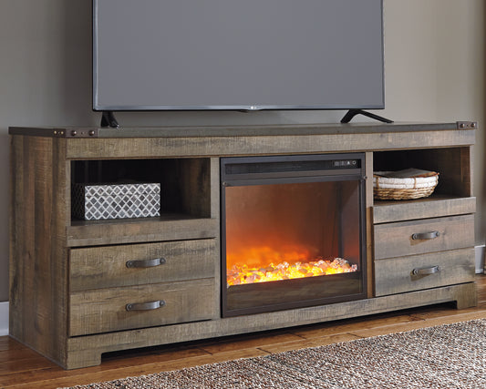 Cape Furniture Outlet - Ashley Furniture - Trinell 63" TV Stand with Electric Fireplace - 63" TV Stand with Electric Fireplace / Brown - W446W5