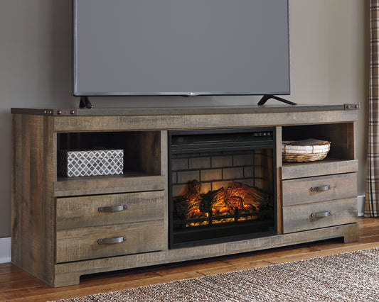 Cape Furniture Outlet - Ashley Furniture - Trinell 63" TV Stand with Electric Fireplace - 63" TV Stand with Electric Fireplace / Brown - W446W9
