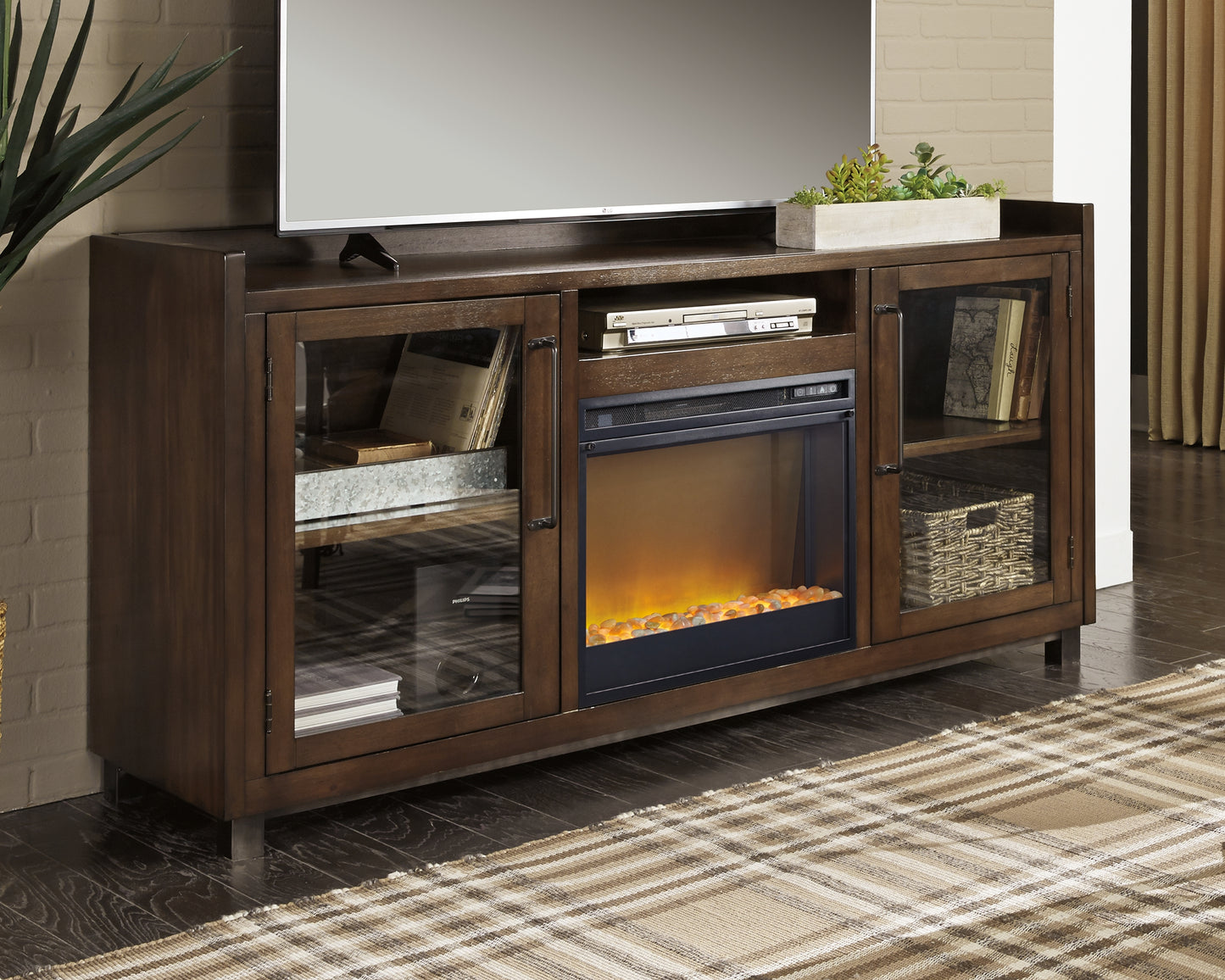 Cape Furniture Outlet - Ashley Furniture - Starmore 70" TV Stand with Electric Fireplace - 70" TV Stand with Electric Fireplace / Brown - W633W4