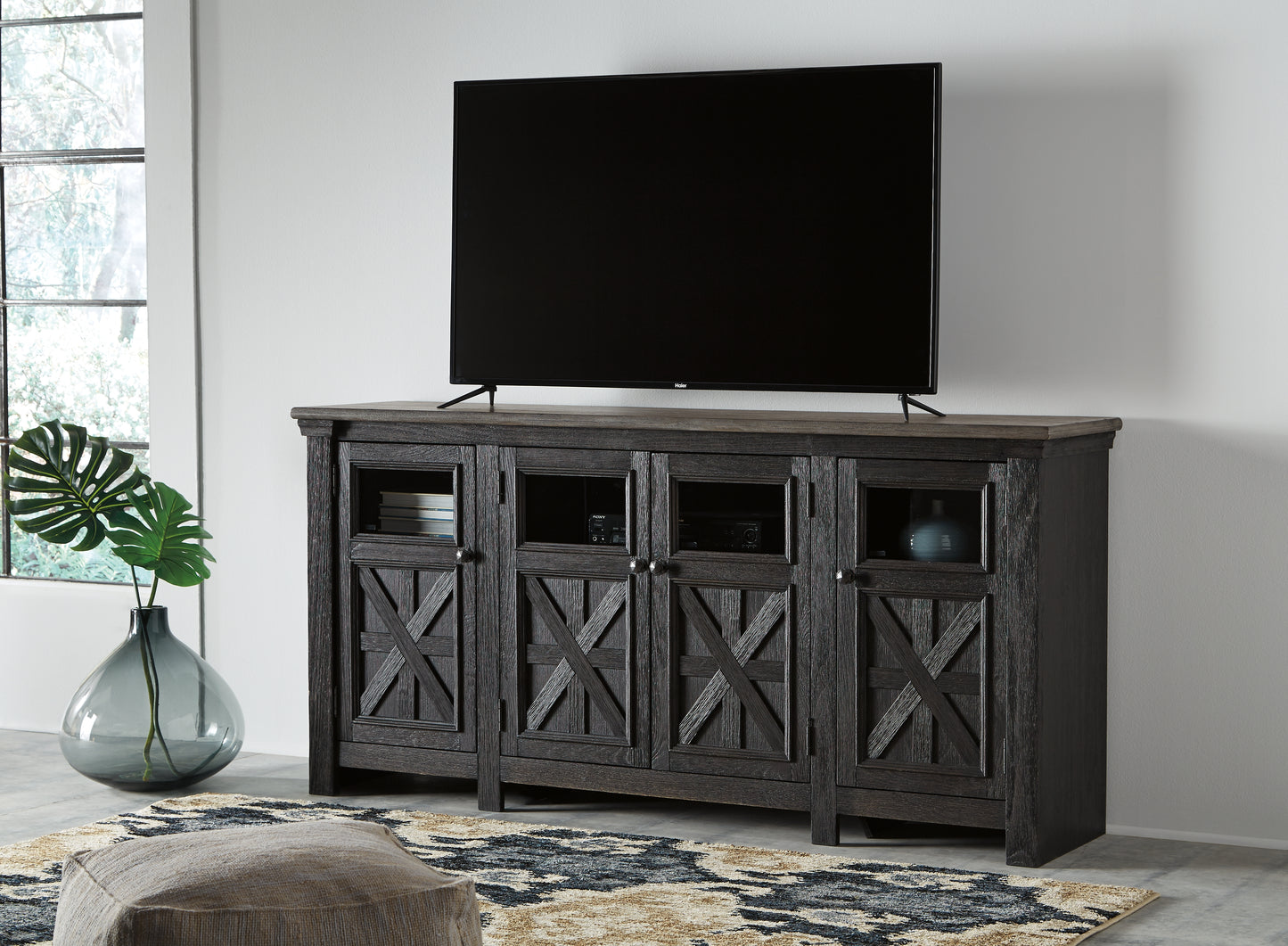 Cape Furniture Outlet - Ashley Furniture - Tyler Creek 74" TV Stand - 74" / Black/Gray - W736-68