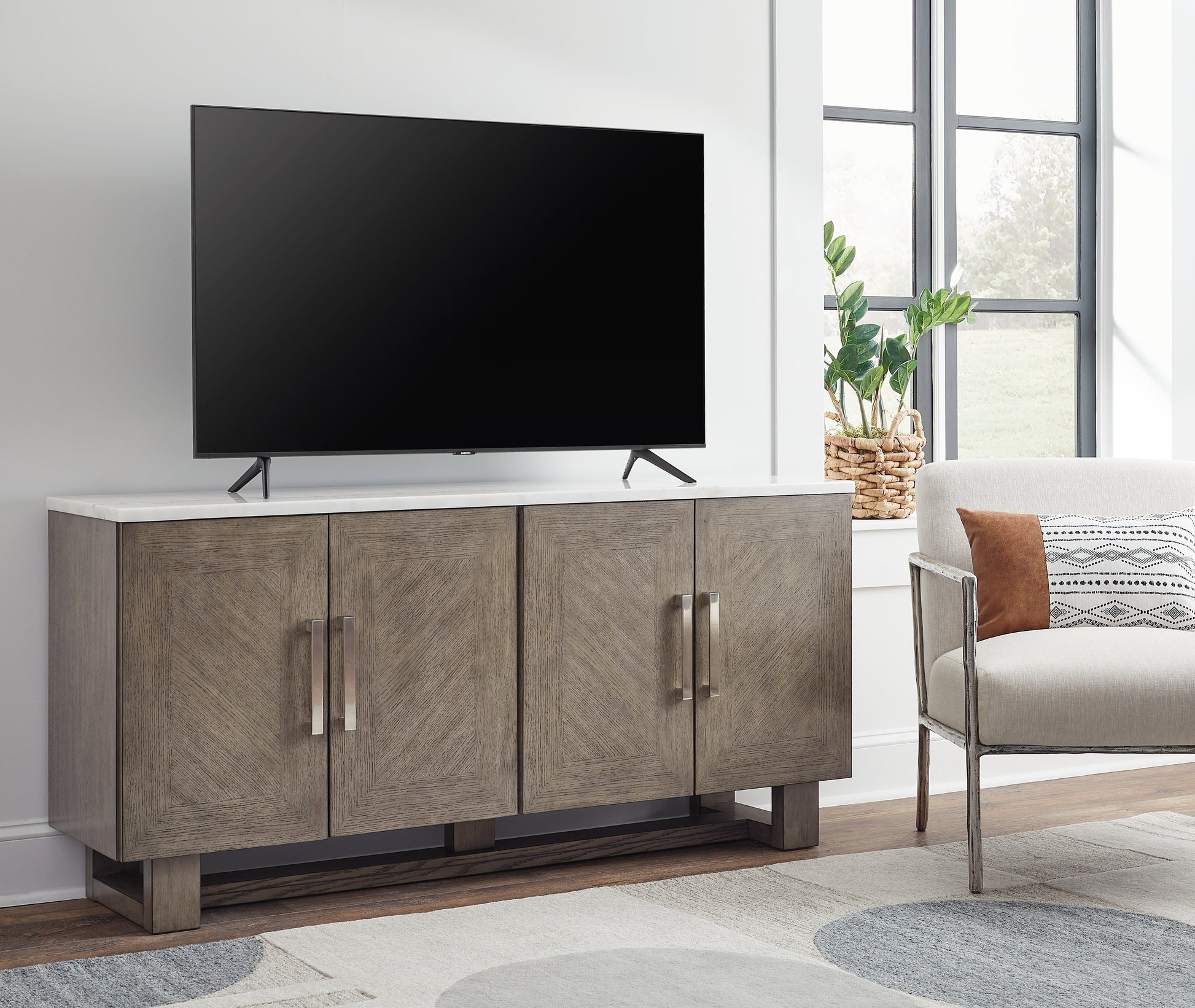 Cape Furniture Outlet - Ashley Furniture - Loyaska 68" TV Stand - 68" / Grayish Brown/White - W854-68