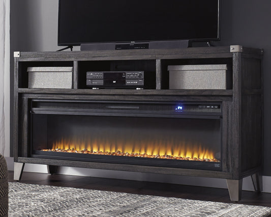 Cape Furniture Outlet - Ashley Furniture - Todoe 65" TV Stand with Electric Fireplace - 65" TV Stand with Electric Fireplace / Gray - W901W1
